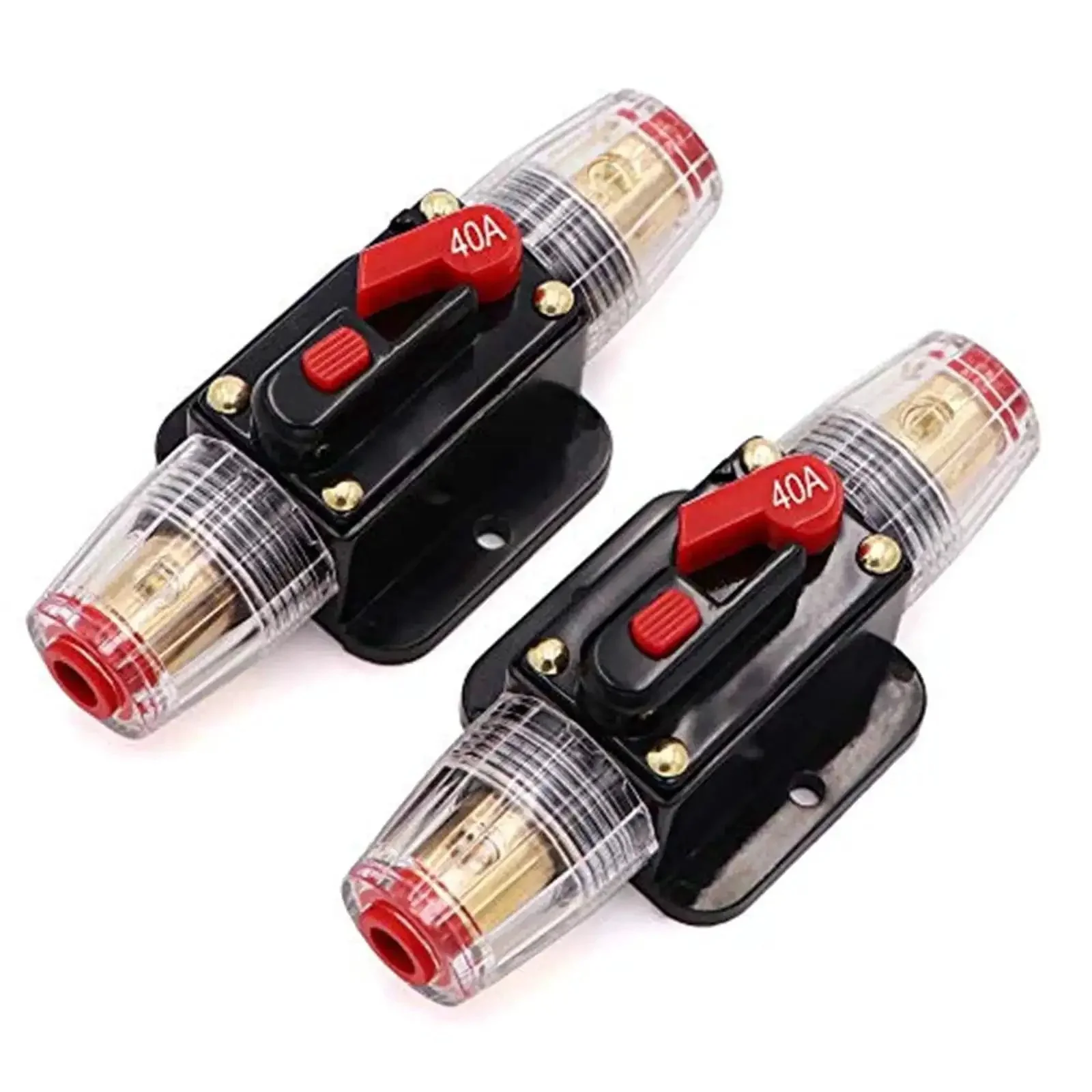 40 Amp Inline Circuit Breaker With Manual Reset Fuse Holder For Car Audio Marine Boat Stereo Switch Inverter 12V-24V DC Protection Beefed Up Heavy Duty Easy Panel Mount