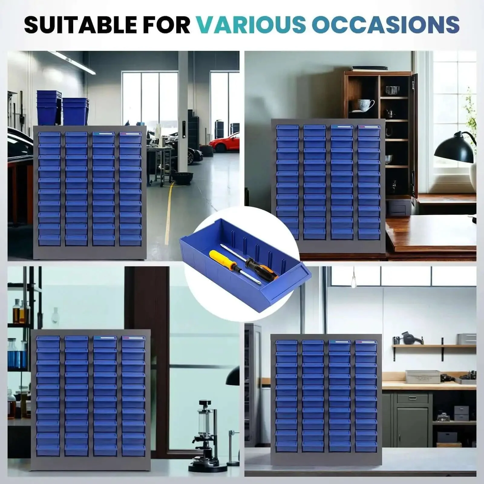 40 Drawer Parts Cabinet With Label Stickers Nut And Bolt Organizer ABS Drawers For Screws Bolts Nuts In Workshop Garage And Office Built Tough For Long Lasting Rust Resistant Mess Free Organization - Image 2