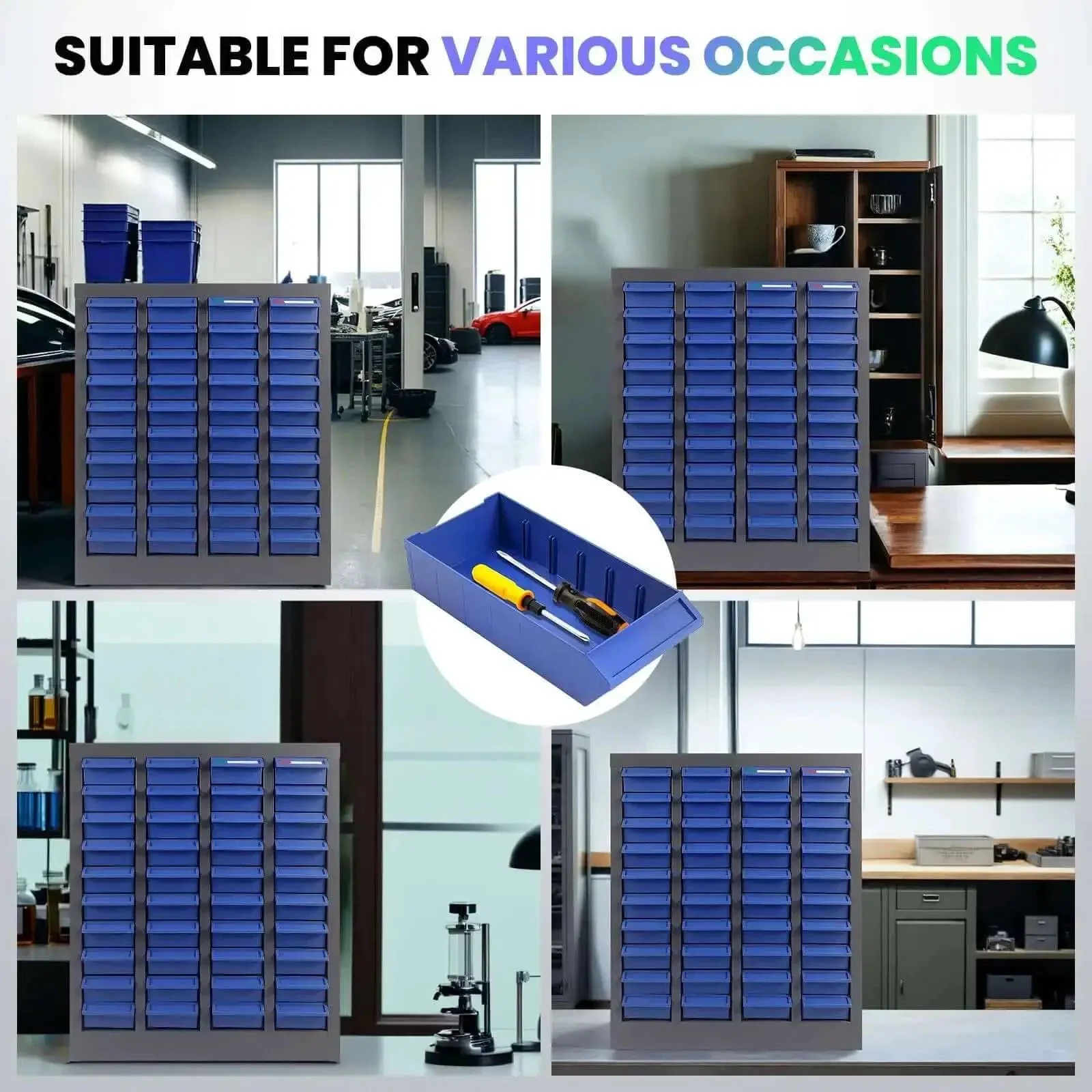 40 Drawers Bolt And Nut Tool Storage Cabinet With 200 Dividers And 80 Label Slots Tough Heavy Duty Alloy Steel Parts Cabinet For Screws Nuts Bolts Hardware In Workshop - Image 2