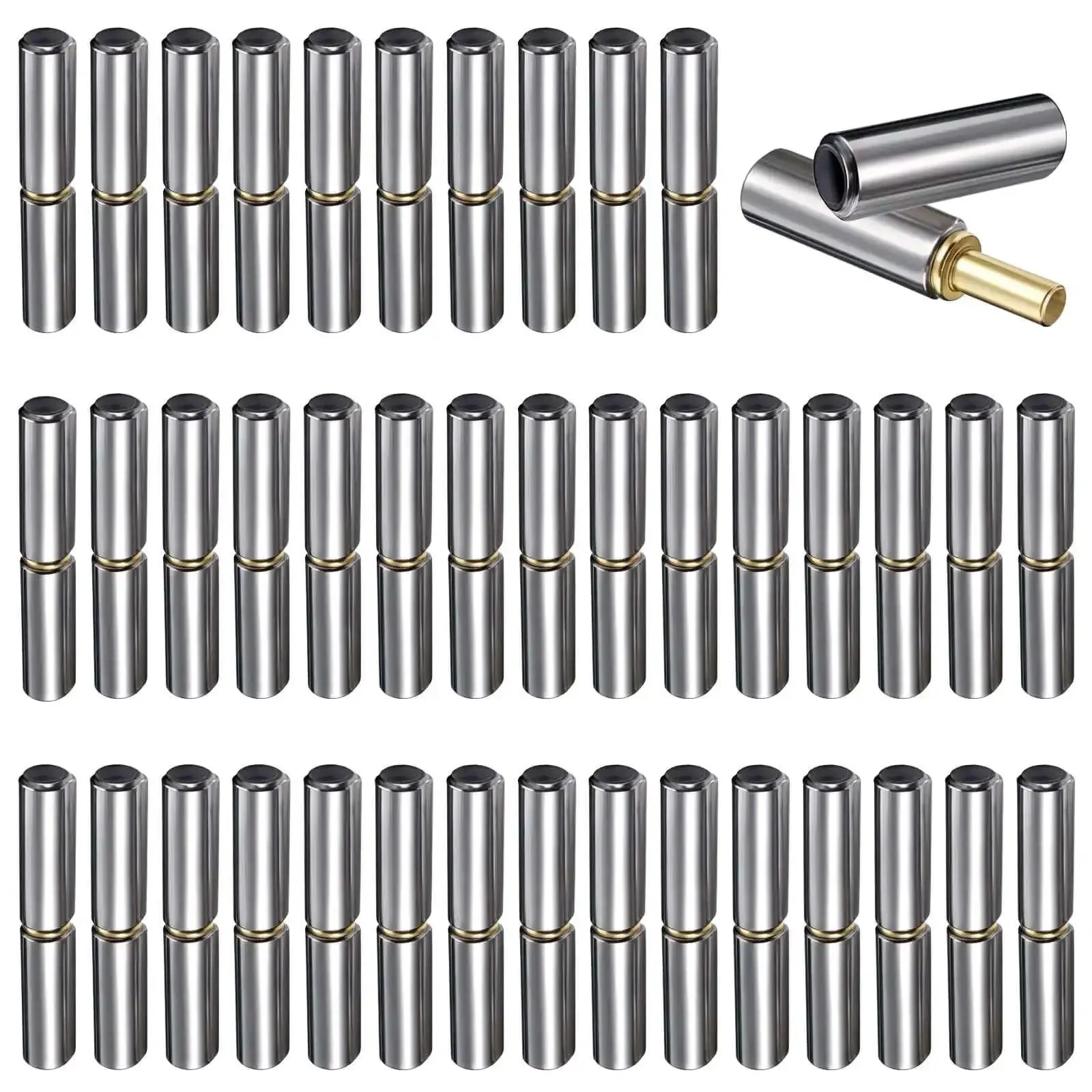 40 Pack Weldable Barrel Hinges Two And A Half Inch By Three Eighth Inch Heavy Duty Weld On Bullet Hinges Carbon Steel Detachable Gate Door Fittings For Swing Doors Trailers And Ramps