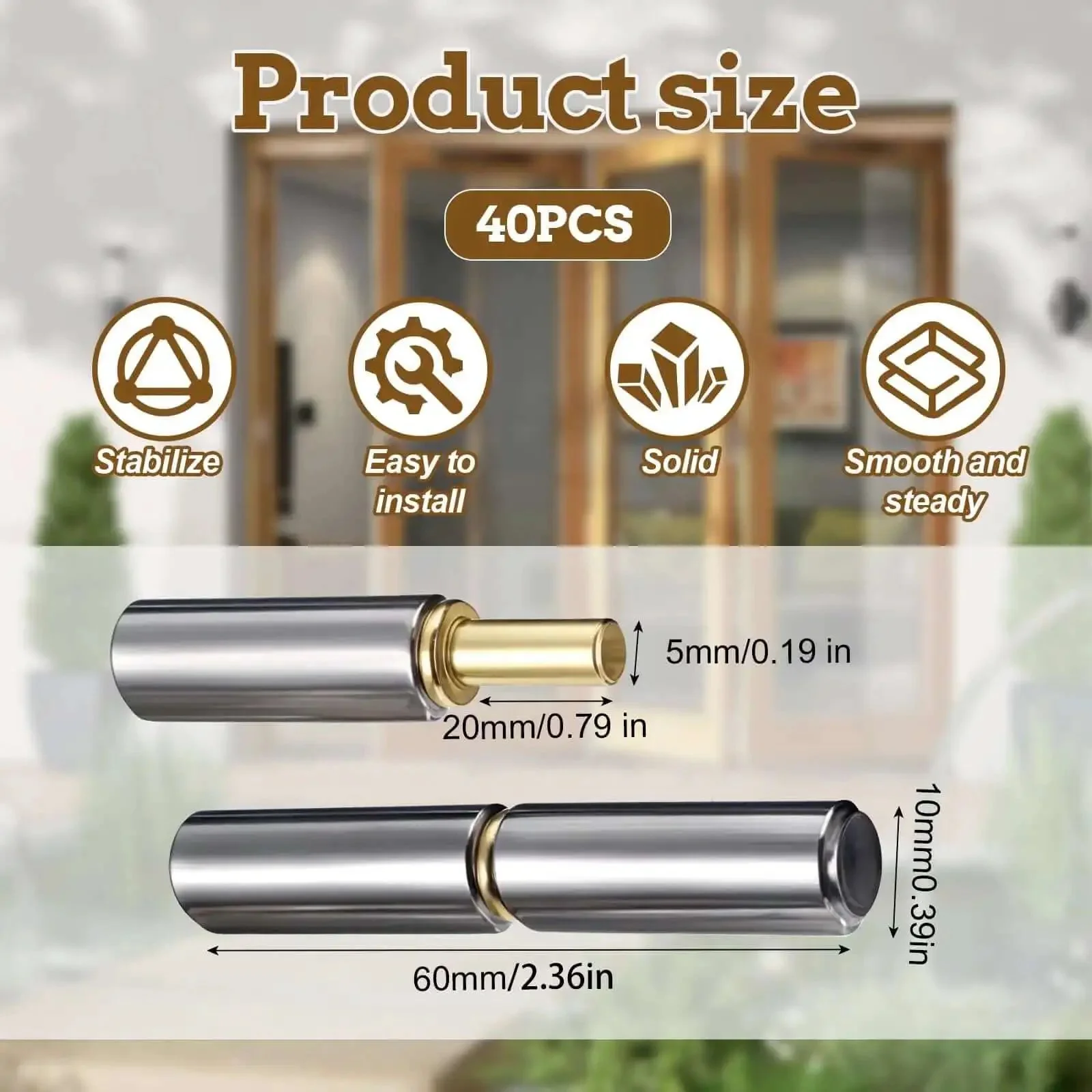 40 Pack Weldable Barrel Hinges Two And A Half Inch By Three Eighth Inch Heavy Duty Weld On Bullet Hinges Carbon Steel Detachable Gate Door Fittings For Swing Doors Trailers And Ramps - Image 7