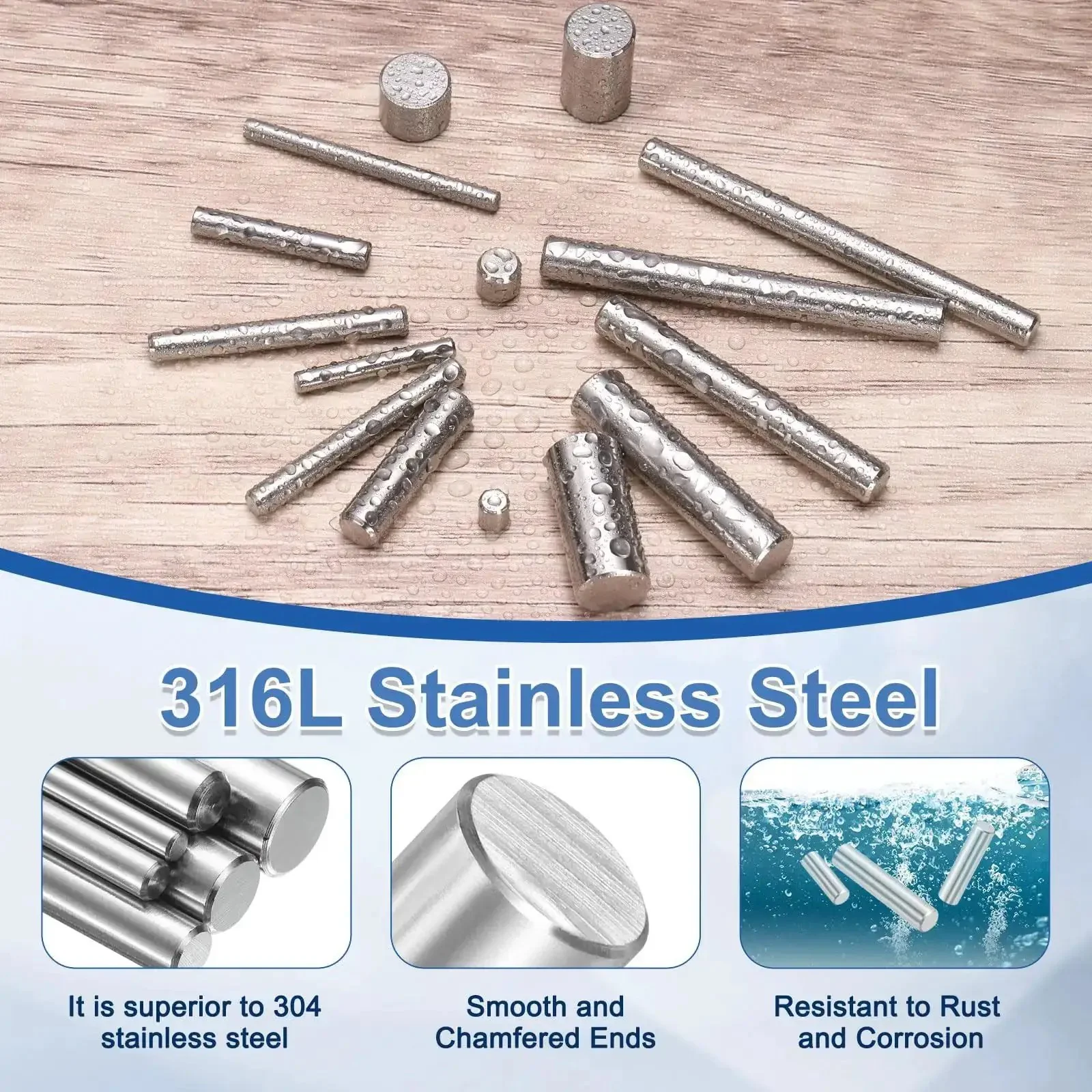 40 Pcs 4 Mm X 20 Mm Stainless Steel Dowel Pins 316L Cylindrical Shelf Pins Silver Tone Built Tough For DIY Woodworking And Metal Projects, Solid Shelf Support Peg Pins, Easy Fasten Elements - Image 5