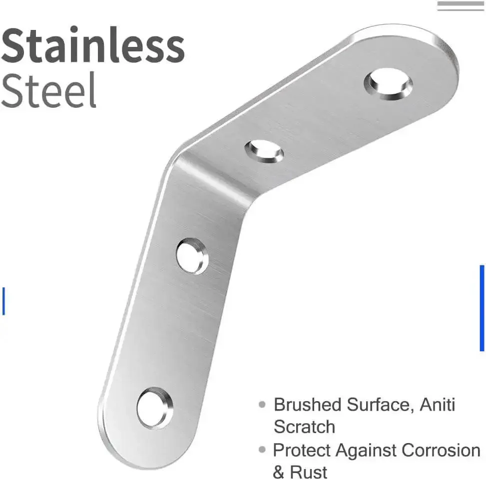 40 Pcs L Bracket Corner Brace Set Stainless Steel 2 Inch 50mm x 50mm Right Angle Shelf Brackets With Screws For Wood Furniture Tables And Chairs Super Strong No Fuss Heavy Duty Support - Image 5
