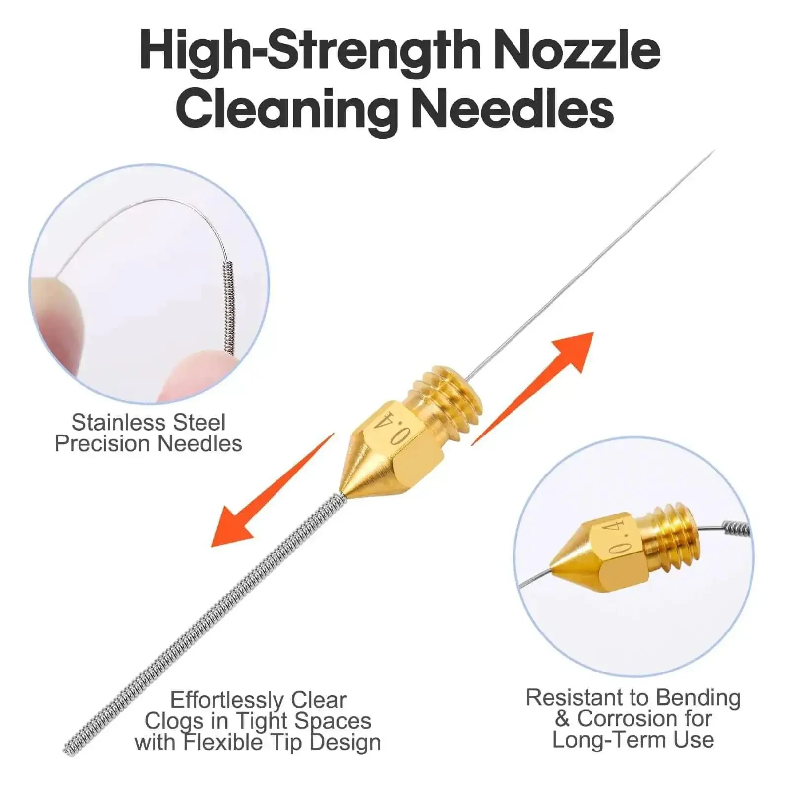 40 Piece 3D Printer Nozzle Cleaning Kit With 0.4mm Stainless Steel Cleaning Needles Universal Clog Removal Tool Set For Most 3D Printers Pro Grade Nozzle Maintenance To Keep Prints Flowing Neatly Stored In 2 Bottles - Image 4