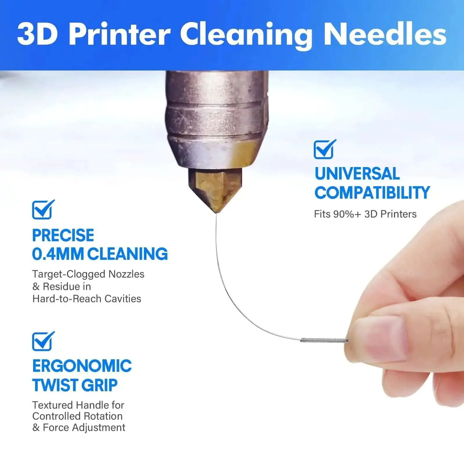 40 Piece 3D Printer Nozzle Cleaning Kit With 0.4mm Stainless Steel Cleaning Needles Universal Clog Removal Tool Set For Most 3D Printers Pro Grade Nozzle Maintenance To Keep Prints Flowing Neatly Stored In 2 Bottles - Image 6