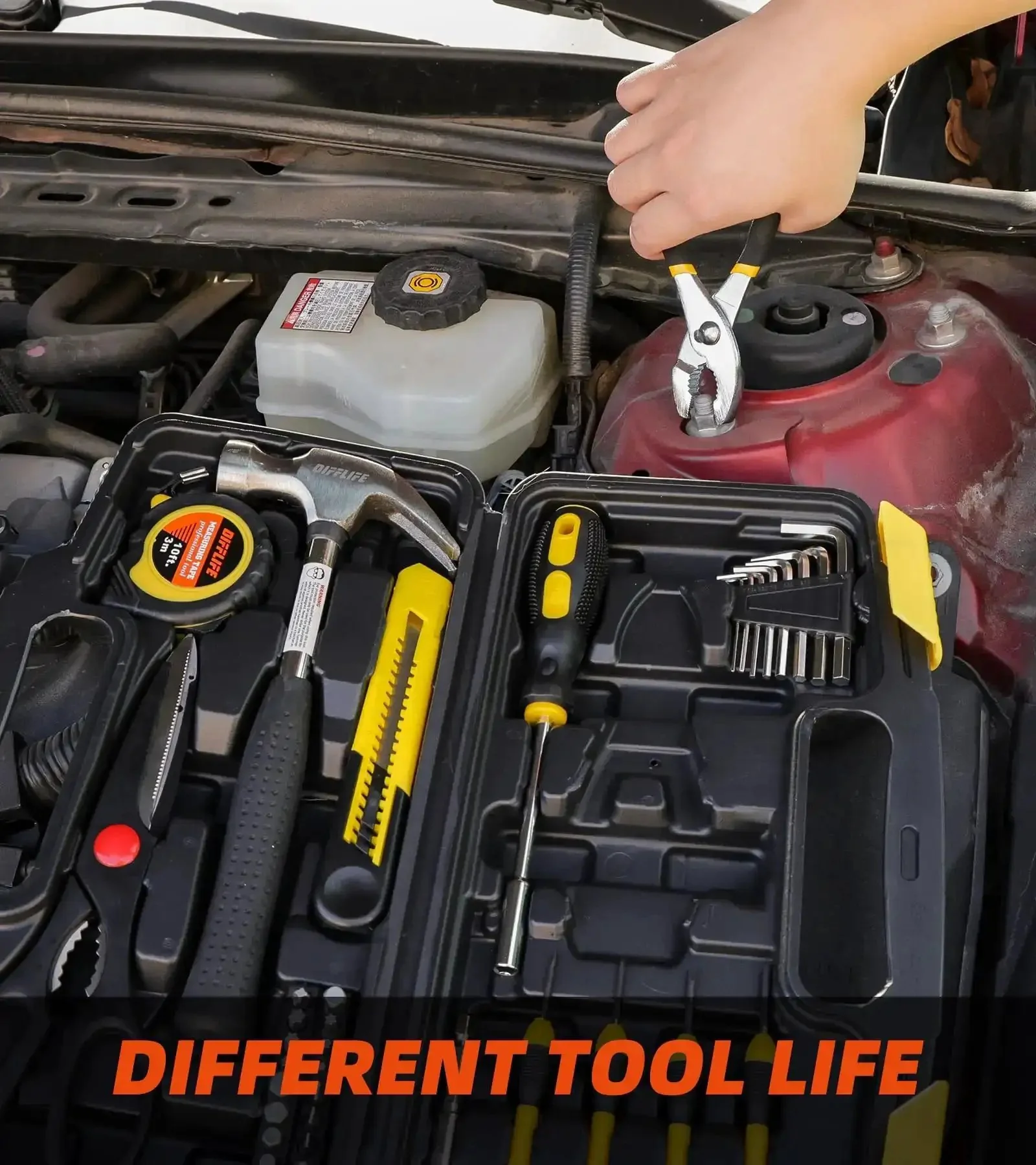 40 Piece Home Tool Set With Plastic Toolbox Storage Case And Chrome Vanadium Hand Tools Including Hammer Pliers Tape Measure Screwdrivers And Bits For Quick DIY Projects And Everyday Home Repairs - Image 2
