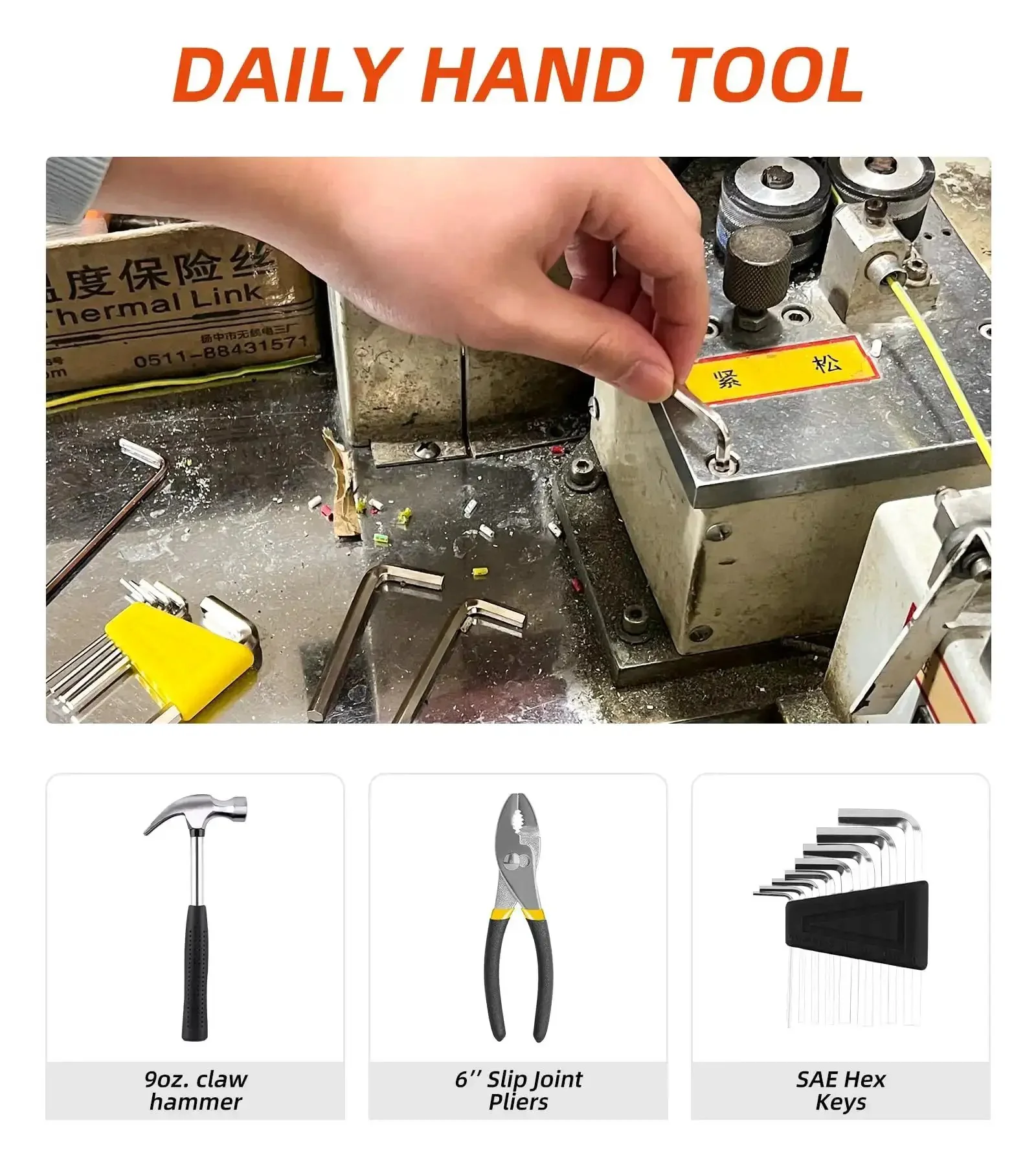 40 Piece Home Tool Set With Plastic Toolbox Storage Case And Chrome Vanadium Hand Tools Including Hammer Pliers Tape Measure Screwdrivers And Bits For Quick DIY Projects And Everyday Home Repairs - Image 5