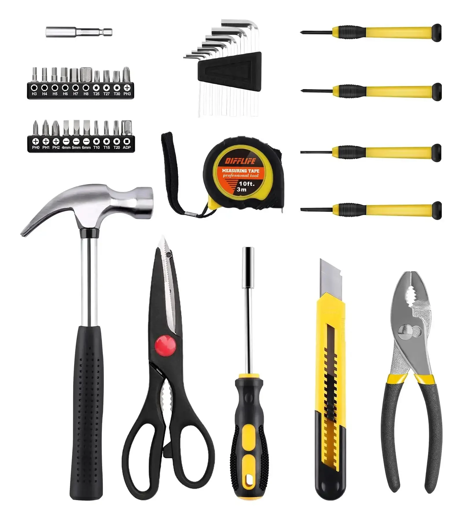 40 Piece Home Tool Set With Plastic Toolbox Storage Case And Chrome Vanadium Hand Tools Including Hammer Pliers Tape Measure Screwdrivers And Bits For Quick DIY Projects And Everyday Home Repairs - Image 7