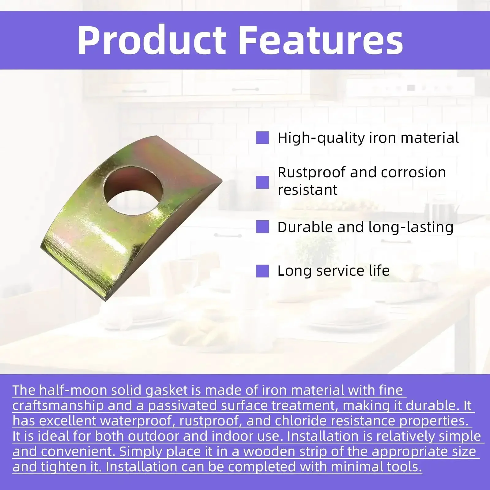 40 Piece M8 Half Moon Nut Washers Set With Solid Iron Lock Washers Spacers For Furniture Hardware Indoors And Outdoors Waterproof Rust Proof Chlorine Resistant Easy To Install And Built To Last - Image 6