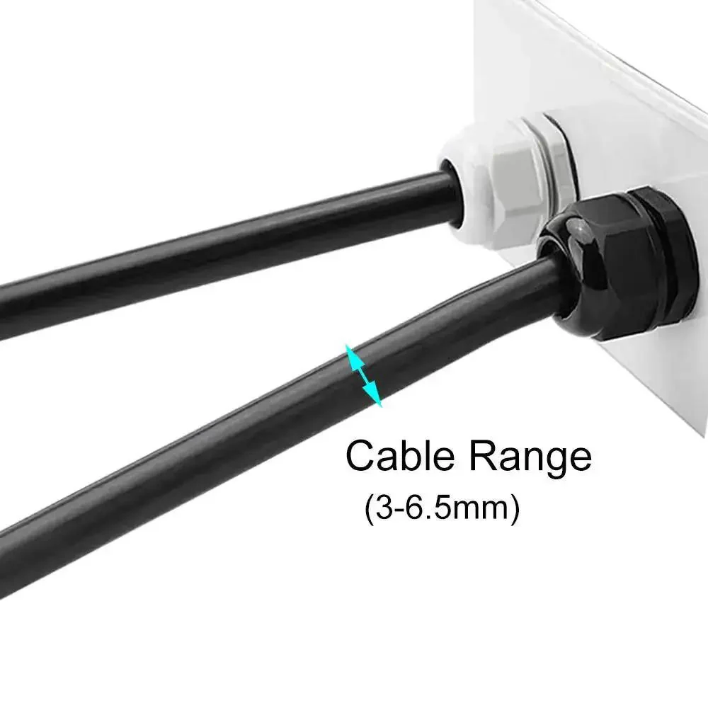 40 Pieces Premium Nylon PG7 Cable Glands Adjustable 3 To 6.5mm IP68 Weatherproof Gland Joints With Gaskets Waterproof Cable Gland Connector Kit For Outdoor DIY Lighting And Wiring Black - Image 4