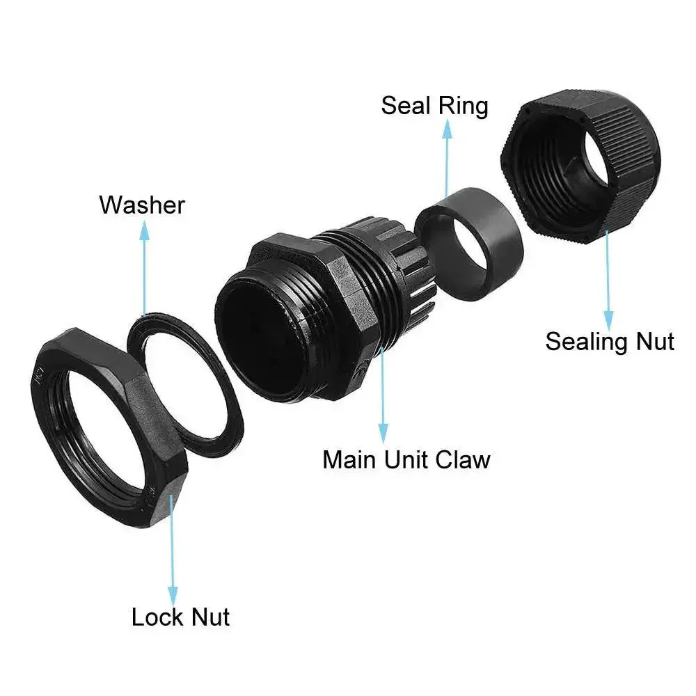 40 Pieces Premium Nylon PG7 Cable Glands Adjustable 3 To 6.5mm IP68 Weatherproof Gland Joints With Gaskets Waterproof Cable Gland Connector Kit For Outdoor DIY Lighting And Wiring Black - Image 5