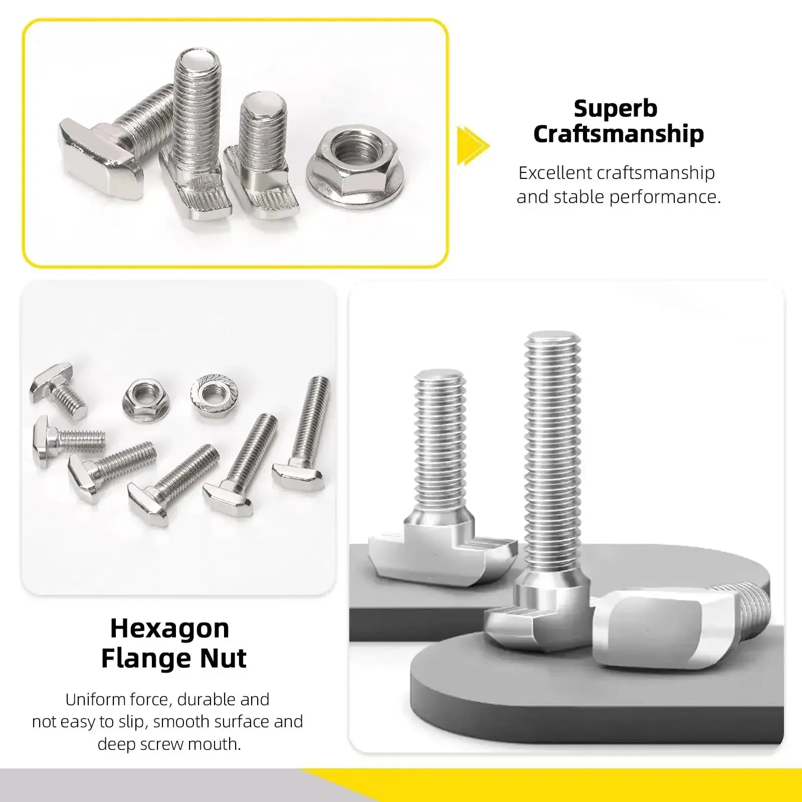 40 Series M8 T Slot Drop In Bolts Set With Hammer Head Pro Grade M8x16mm M8x20mm M8x25mm M8x30mm M8x35mm M8x40mm Flange Nut For Aluminum Extrusion European Standard 60 Piece Kit - Image 4