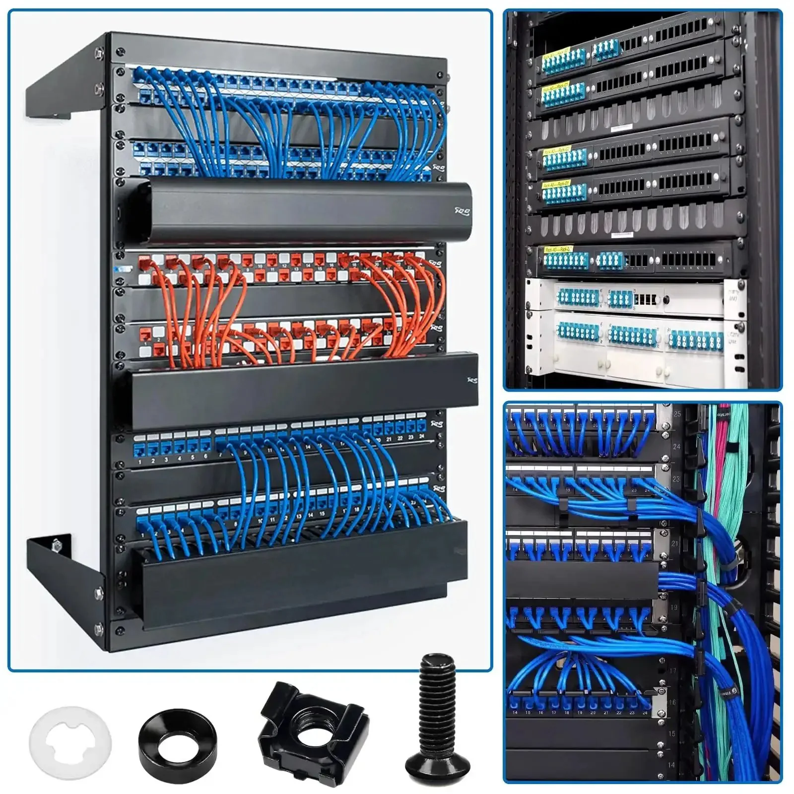 40 Sets M6 Rack Mount Hardware Kit With Cage Nuts, Screws, Nylon Lock Washers, And Washers For Server Racks, Cabinets, Shelves, Routers, And Other Square Hole Enclosures, Vibration Resistant And Noise Reduction - Image 2
