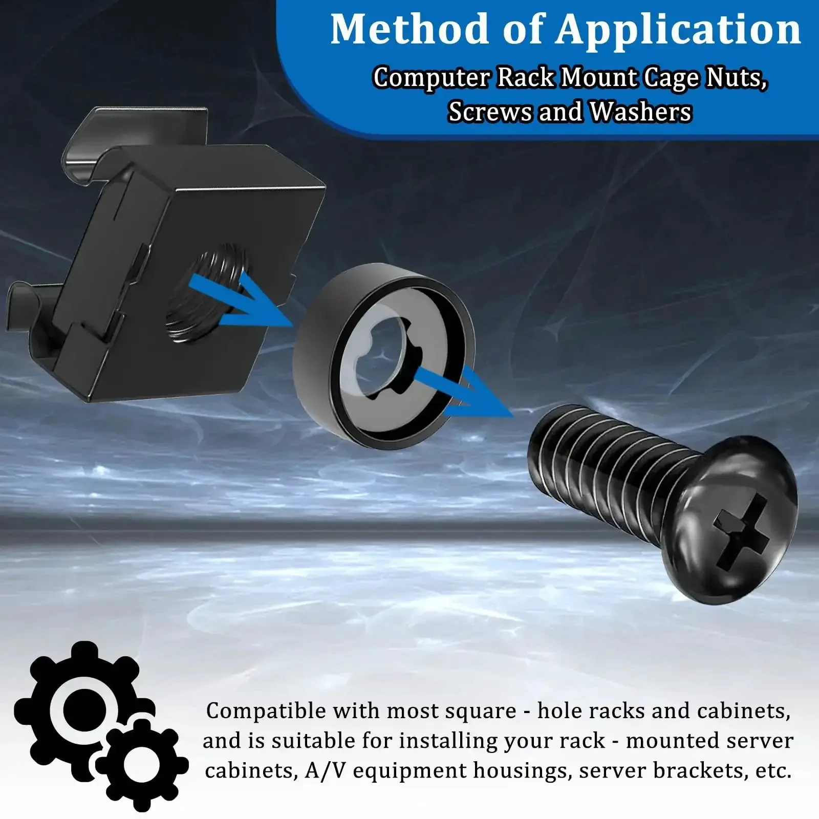 40 Sets M6 Rack Mount Hardware Kit With Cage Nuts, Screws, Nylon Lock Washers, And Washers For Server Racks, Cabinets, Shelves, Routers, And Other Square Hole Enclosures, Vibration Resistant And Noise Reduction - Image 6