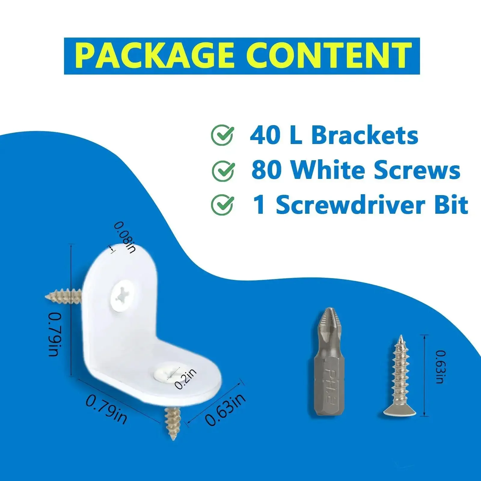 40 Small White L Brackets With 80 White Screws Set For Wood Projects, Cabinets, Drawers, And Chairs, 0.79x0.79 Inch Right Angle Corner Braces, Durable Nickel Plated Steel In A Handy Reusable Tin, Great For Quick DIY Fixes At Home - Image 5