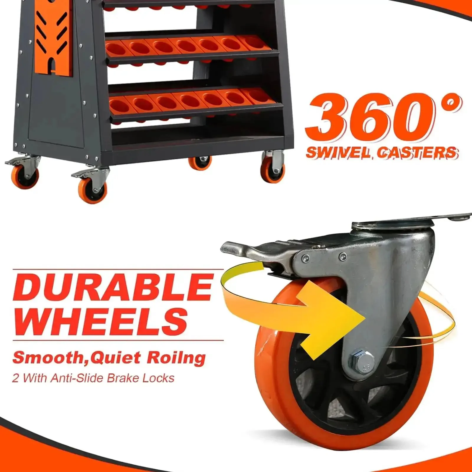 40 Taper CNC Tool Cart With Five Tier Rolling Stand And Wheels Mobile Tool Holder For CNC Lathes 40 Taper Tool Holder Set CNC Tool Organizer And Storage Cart For Shop Garage Storehouse - Image 6