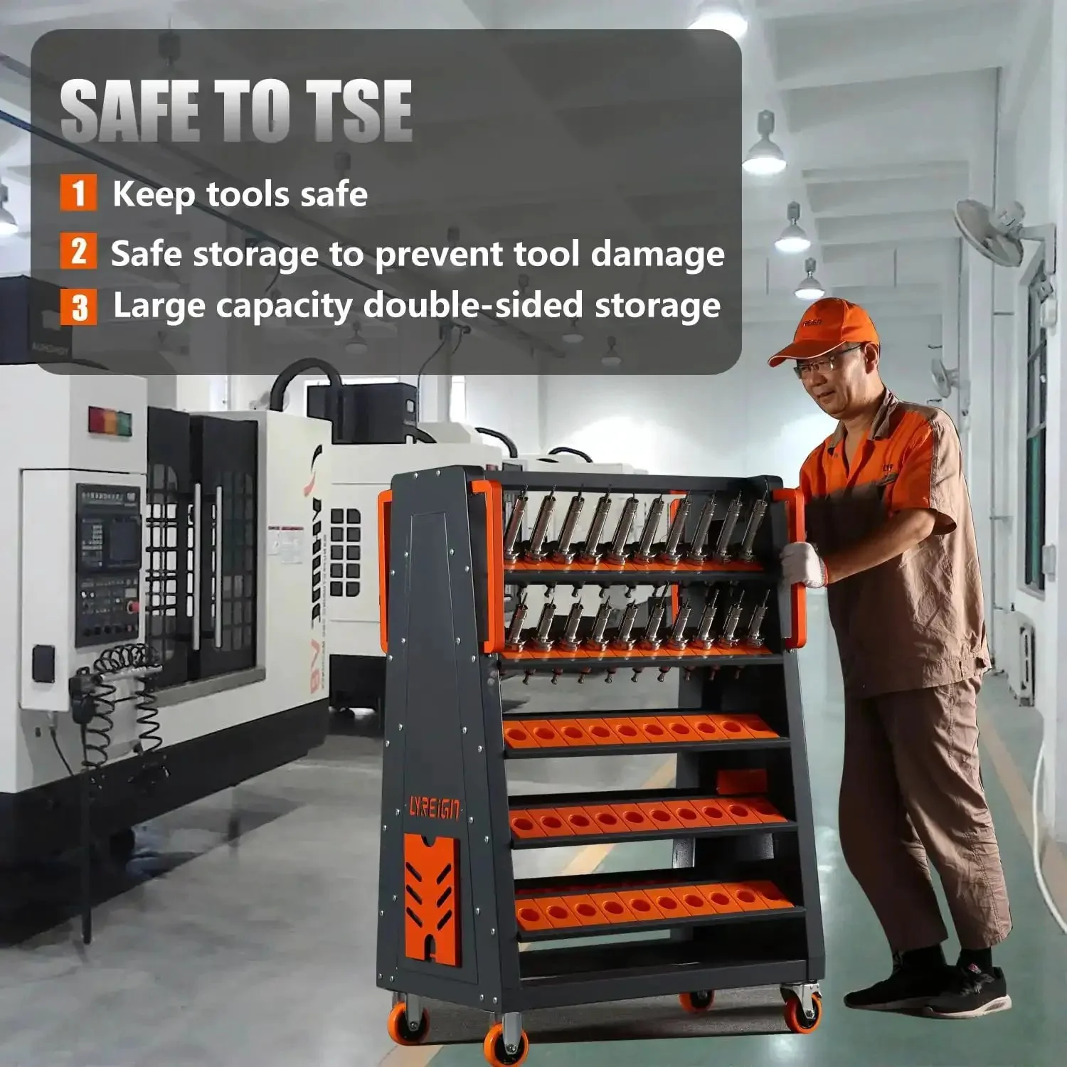 40 Taper CNC Tool Cart With Five Tier Rolling Stand And Wheels Mobile Tool Holder For CNC Lathes 40 Taper Tool Holder Set CNC Tool Organizer And Storage Cart For Shop Garage Storehouse - Image 9