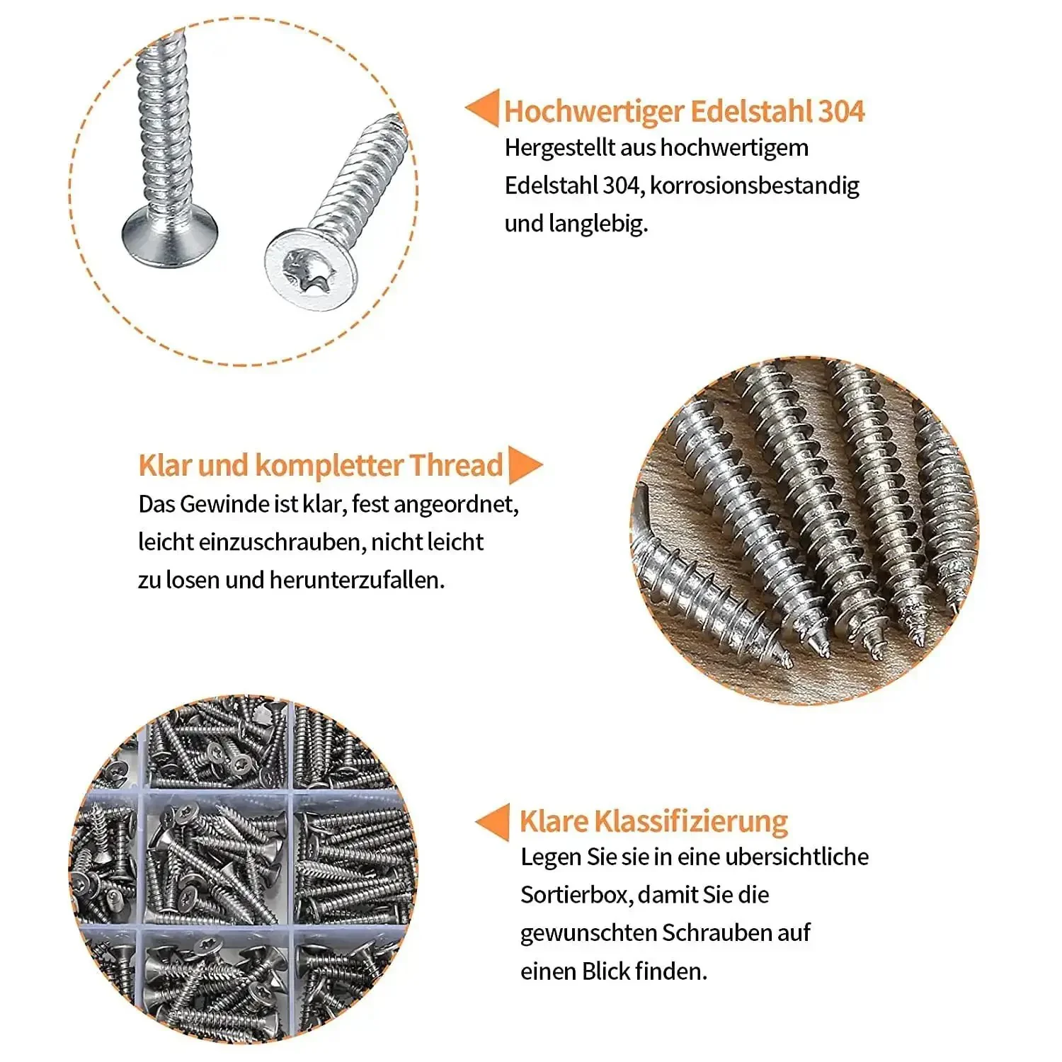 400 Pcs M3 M3.5 M4 Torx Head Self Tapping Wood Screws Pro Grade Assortment Kit In Stainless Steel With Pan Head And Flat Head Designs Includes 3 Bits For Woodworking Drywall And DIY Projects - Image 6