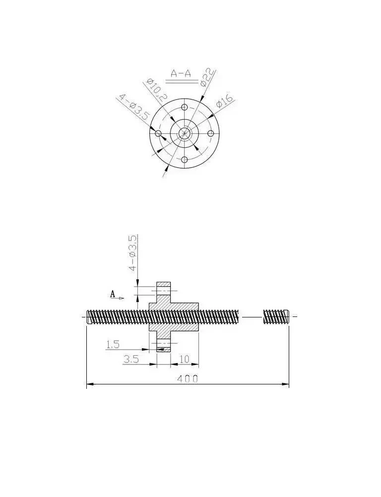 400mm 8mm T8 Lead Screw TR8x2 Acme Thread 2mm Pitch 1 Start 2mm Lead With Brass Nut For Z Axis On LCD DLP SLA 3D Printers And CNC Machines Stainless Steel Four Fixing Holes Solid Upgrade - Image 3