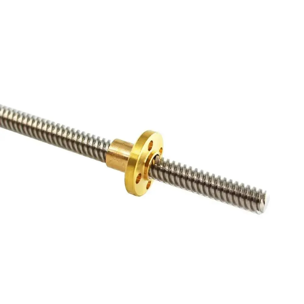 400mm T8x8 Lead Screw With Brass Nut For 3D Printer Z Axis, Acme Thread, 2mm Pitch, 4 Starts, 8mm Lead, SUS304 Stainless Steel, Brass Nut With Four Fixing Holes, Anti Backlash Ready For Rock Solid Movement - Image 3