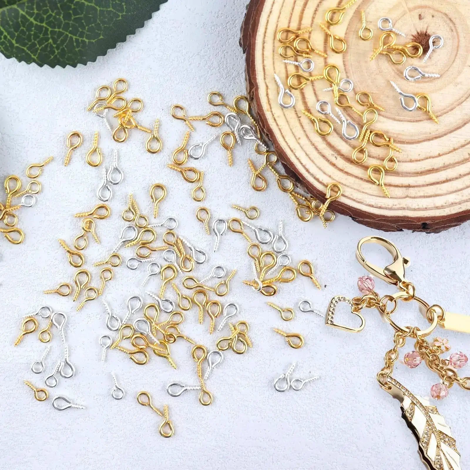 400Pcs Small Screw Eye Pins Set With Mini Eye Hooks, Threaded Eyelet Screws, Silver And Gold Clasps For Jewelry Making, Crafts, Cork Top Bottles, DIY Bead Charms And Jewelry Projects - Image 5
