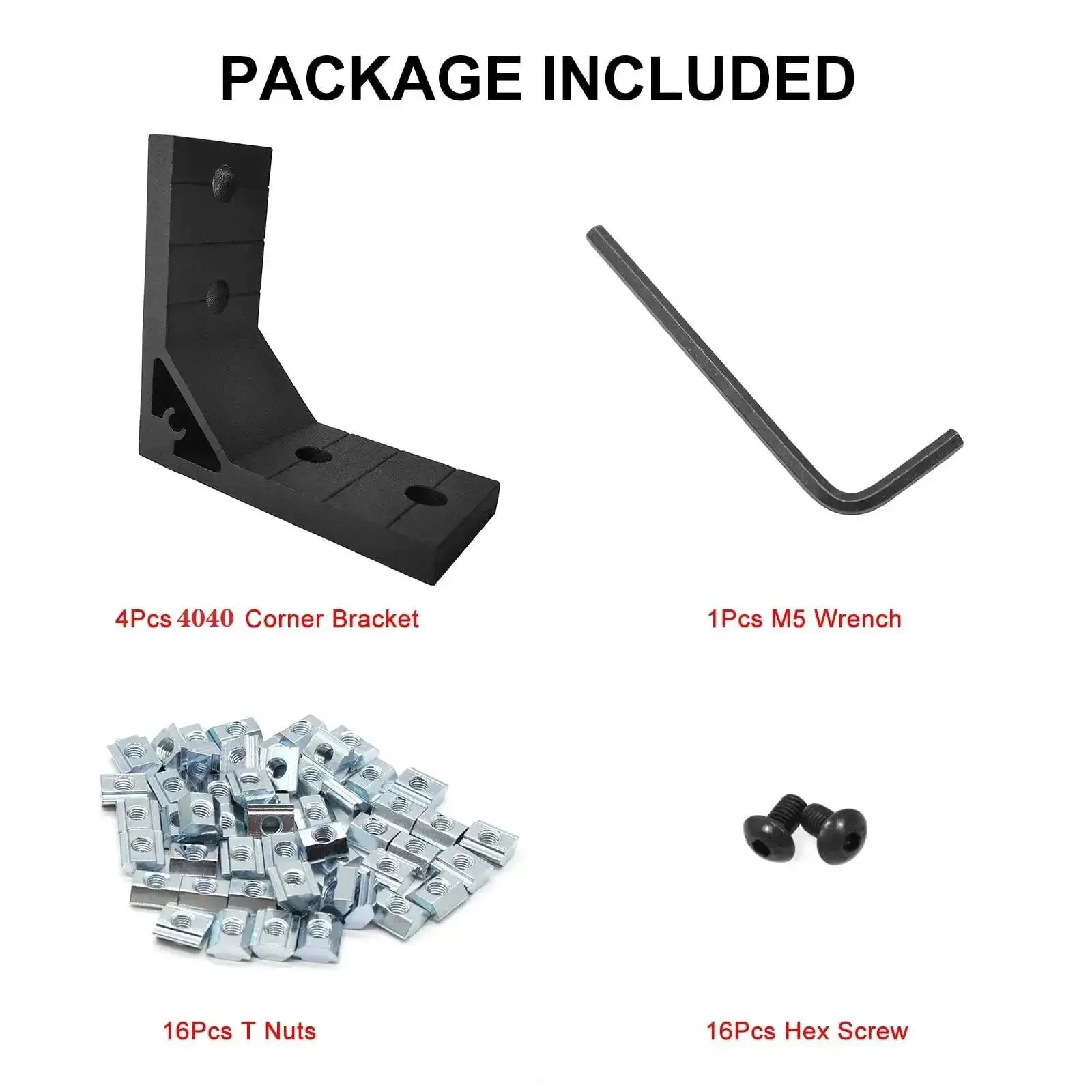 4040 Corner Brackets Set With 16 M8 T Slot Nuts 16 M8x18mm Hex Socket Cap Screws And 1 M5 Wrench For 2020 Aluminum Extrusion Profiles Perfect For DIY Frame Builds Racks And Projects - Image 6