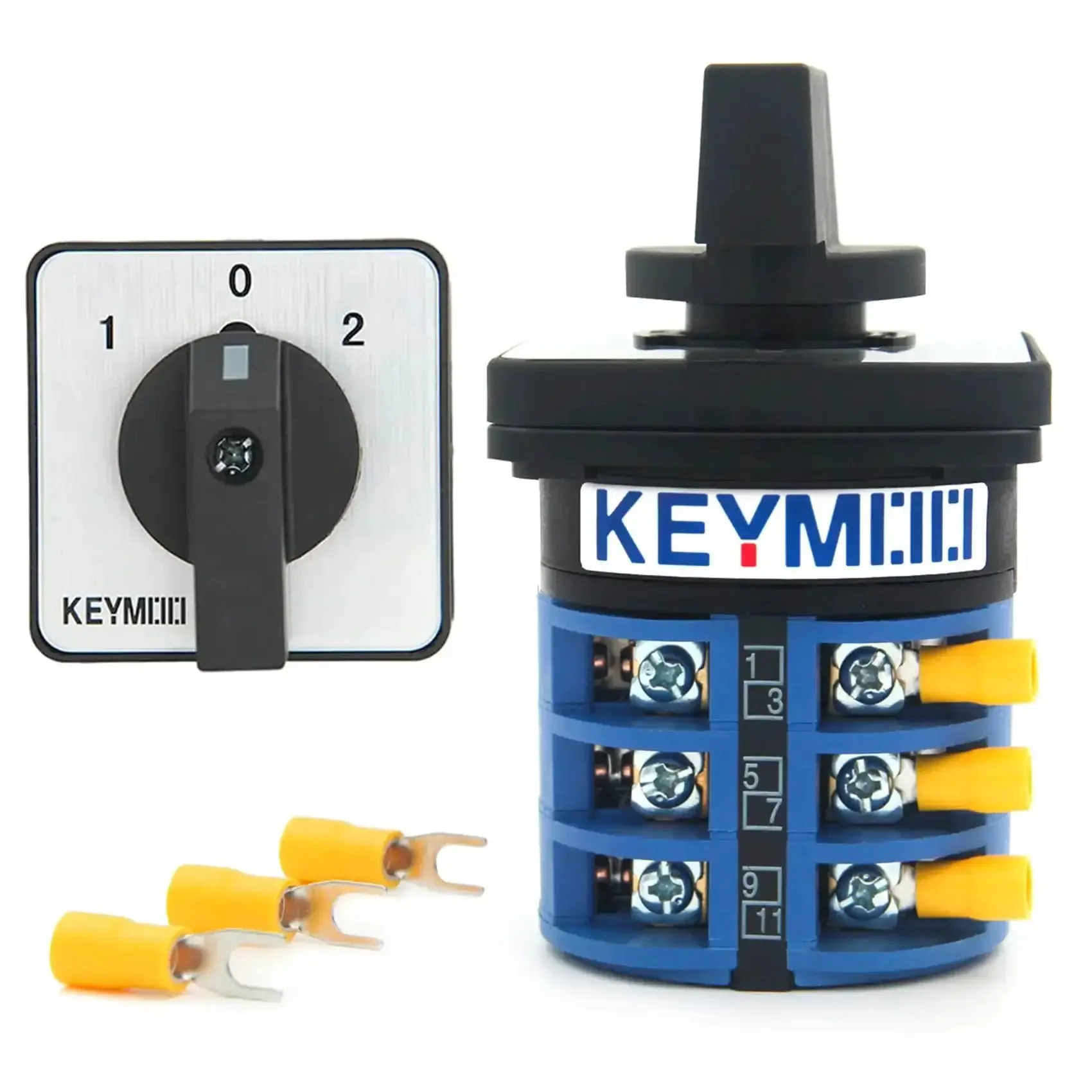 40A 660V Rotary Changeover Switch 3 Position 3 Pole 12 Terminals Universal Selector Two Way 3NO 3NC Yellow Fork Terminals Flame Retardant PC Housing Heavy Duty Workhorse