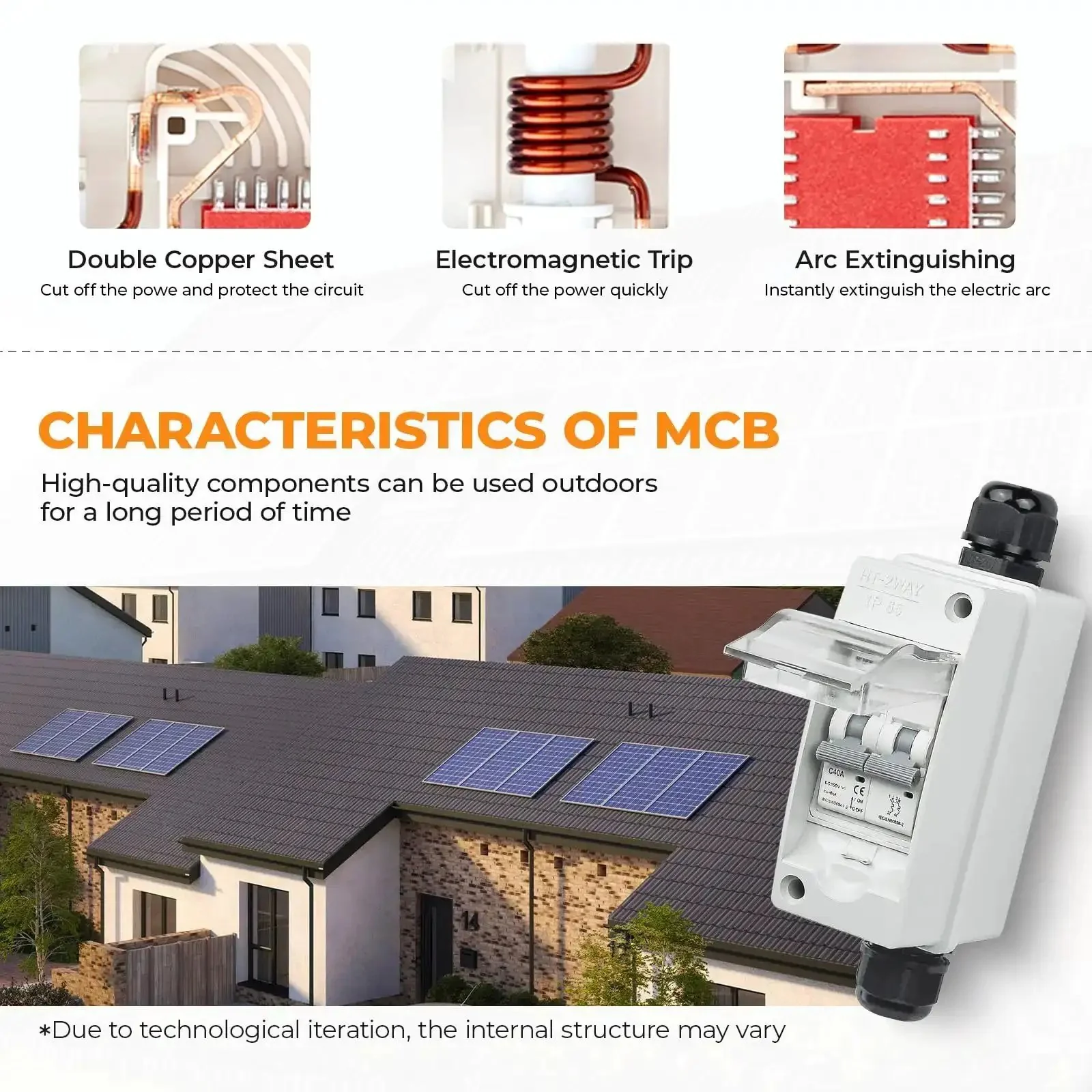 40Amp 550V DC Solar Panel Disconnect Switch For Solar PV Homes Mini Circuit Breaker Box Easy Install With Premium Copper Coil Wide Handle Battery Ready Safety Switch For Solar Power - Image 9