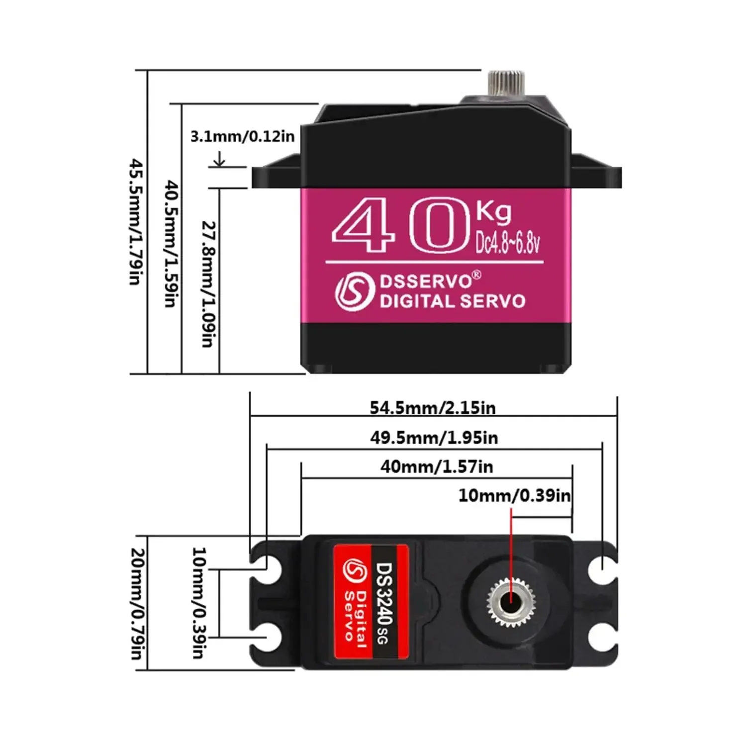 40Kg High Torque RC Servo With Metal Gear Digital HV 6.8V 180 Degree Swing For One-Eighth And One-Tenth Scale RC Cars Fast Response Precise Control Durable Aluminum Machined Gear - Image 3