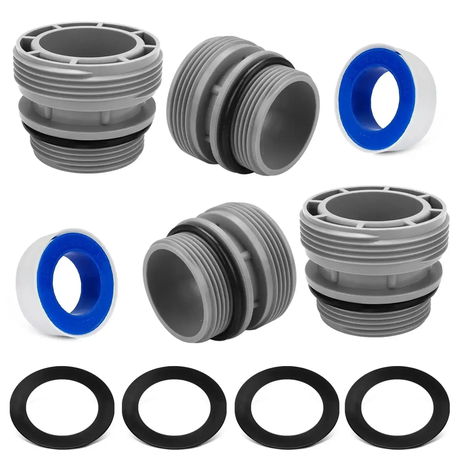 40mm To One And One Half Inch Pool Hose Adapter Kit For Attaching 40mm Hoses To Hayward Filter Pumps, No Hassle Quick Connect, Leak Free Above Ground Pool Connections, 4 Pack, Grey