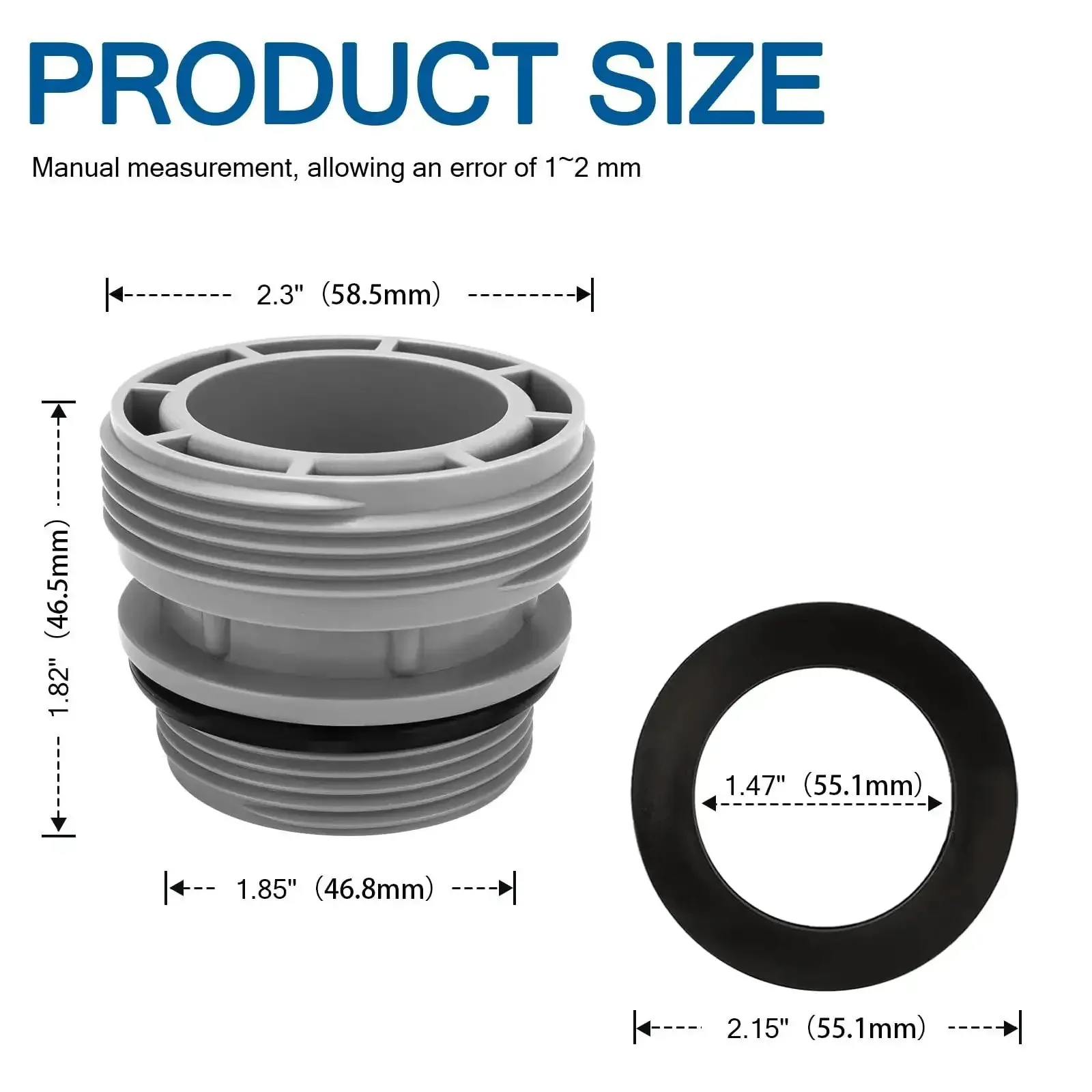 40mm To One And One Half Inch Pool Hose Adapter Kit For Attaching 40mm Hoses To Hayward Filter Pumps, No Hassle Quick Connect, Leak Free Above Ground Pool Connections, 4 Pack, Grey - Image 7