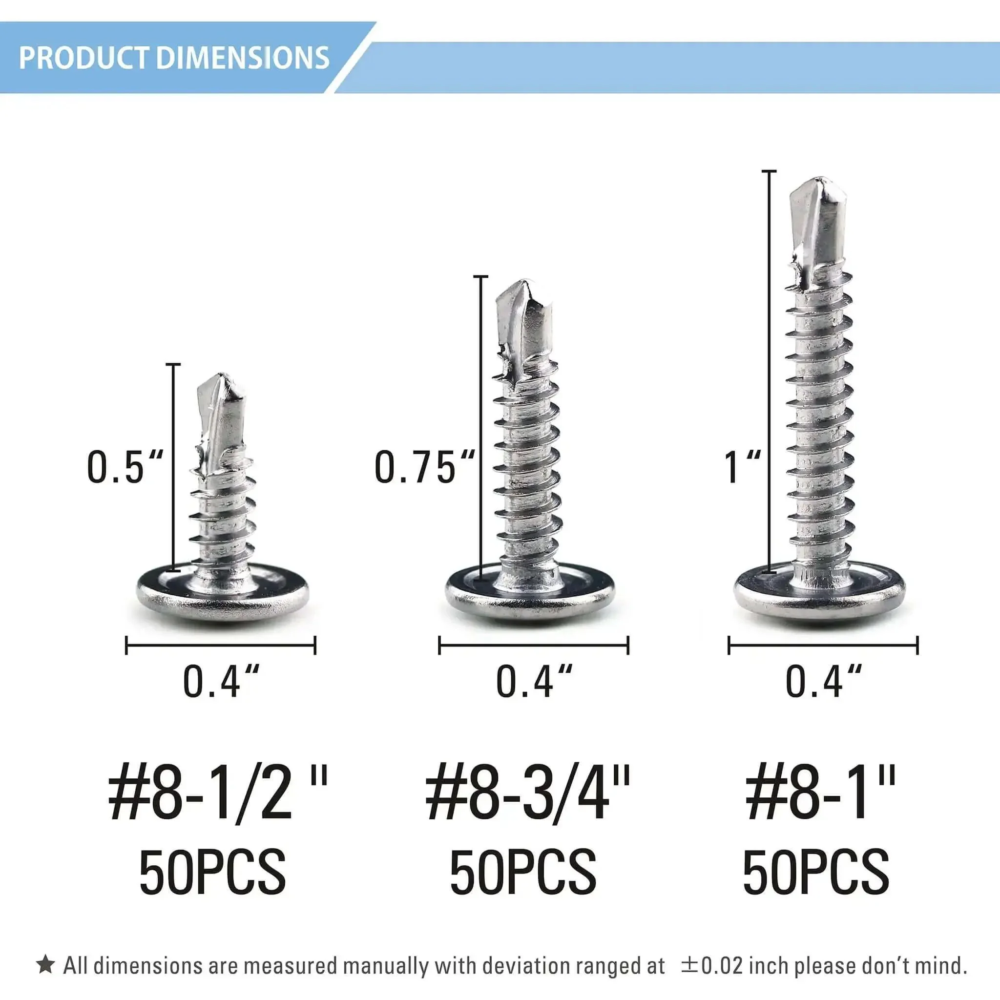 410 Stainless Steel Self Drilling Screws Assortment Kit With Wafer Head Phillips Drive Tek Screws For Sheet Metal Modified Truss Head Includes Eight By One Half Inch Eight By Three Quarter Inch And Eight By One Inch - Image 6