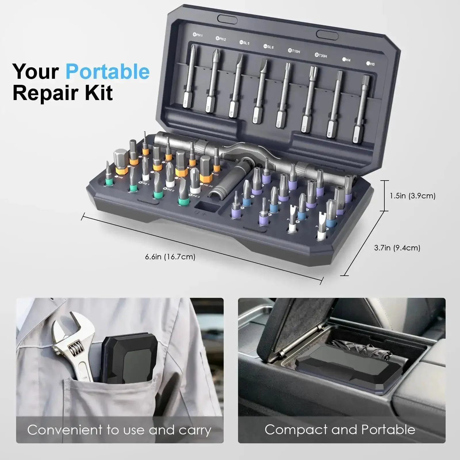 42 In 1 Magnetic Screwdriver Set With Ratchet Handle Portable Multi Bit Tool Kit For DIY Laptops Bicycles Furniture Eyeglasses And More High Torque Magnetic Bits Compact Easy Grip Quick Tightening - Image 3