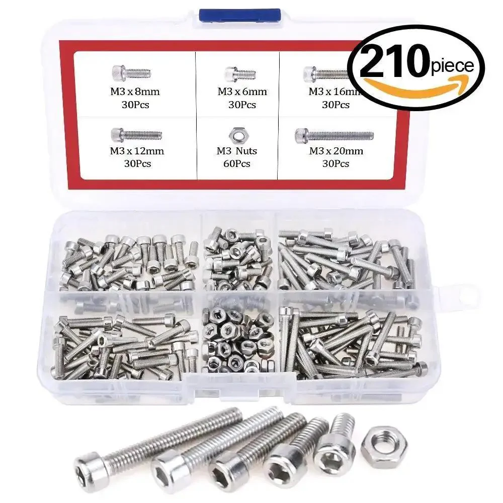420 Pieces M2 And M3 Stainless Steel Hex Socket Head Cap Screws And Nuts Kit With Organizer Box 304 Stainless Fasteners Set For DIY Projects Electronics And Small Machinery - Image 4