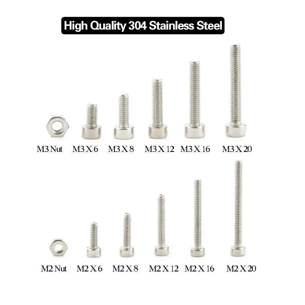 420 Pieces M2 And M3 Stainless Steel Hex Socket Head Cap Screws And Nuts Kit With Organizer Box 304 Stainless Fasteners Set For DIY Projects Electronics And Small Machinery - Image 7