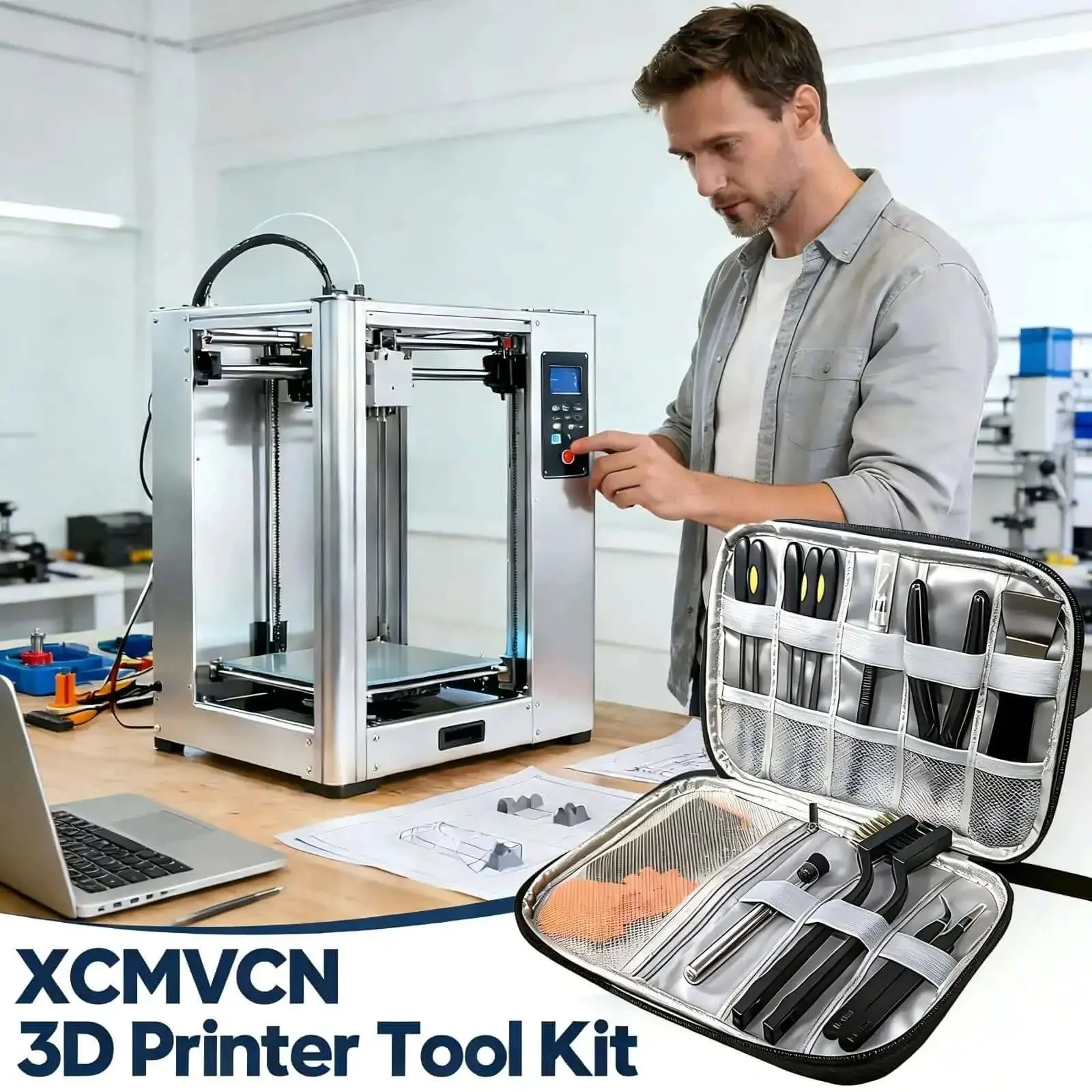 43-Piece Pro 3D Printer Tools Kit With Grab-And-Go All-In-One Maintenance And Cleaning Set For FDM And SLA Printers Includes Nozzle Cleaners Scrapers Brushes Wire Cutters Engraving Knife Files And More - Image 2
