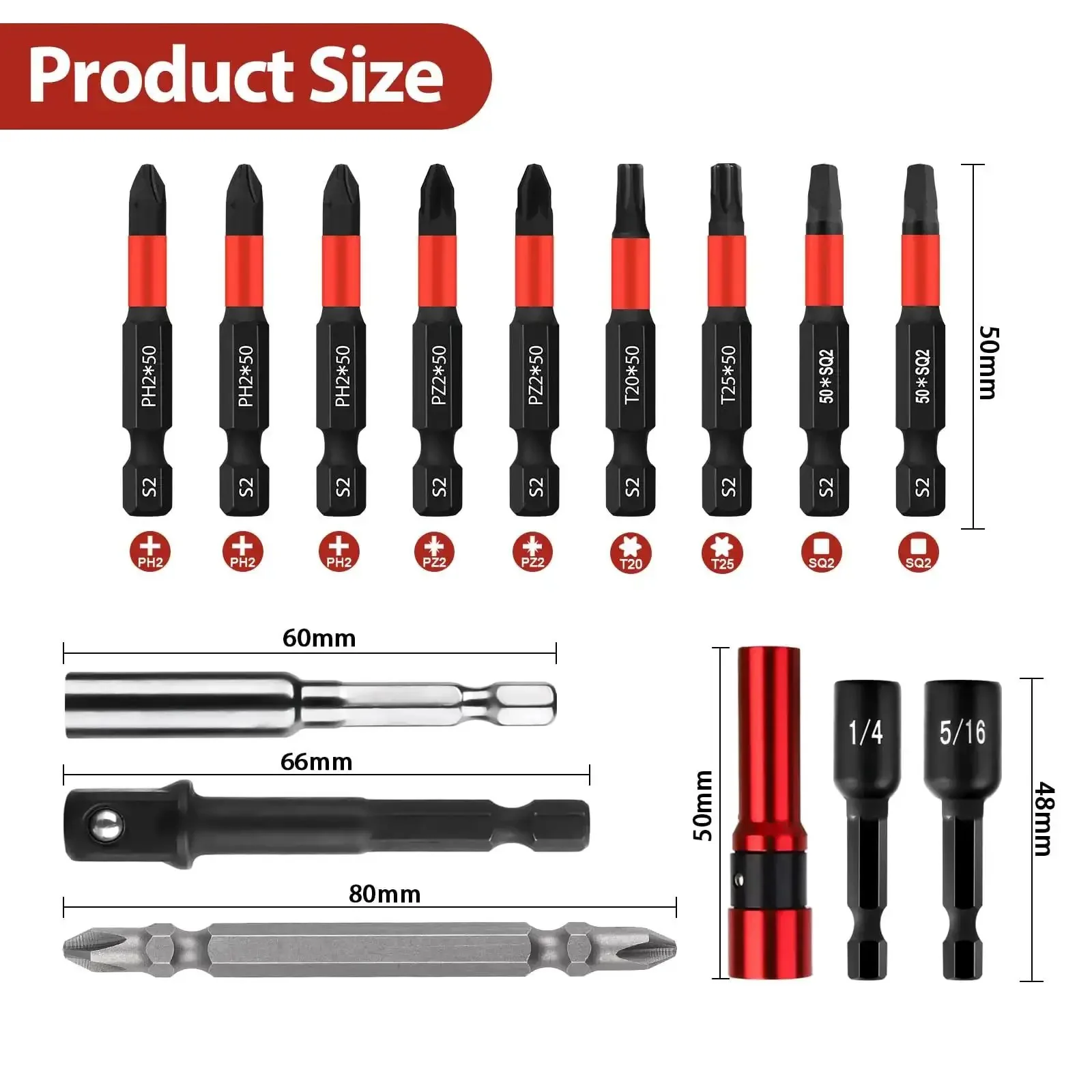 43 Piece Screwdriver Bits Set With Nut Drivers, Socket Adapters And Magnetic Bit Holders For Impact Ready Drills And Drivers, Pro Grade Industrial S2 Alloy Steel, Built Tough, Heavy Duty Anti Cam Out Design - Image 4