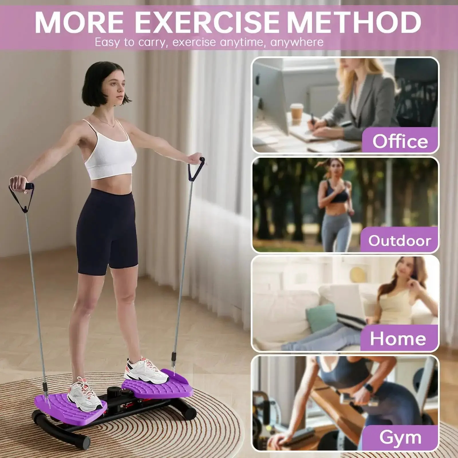 440 Lbs Weight Capacity Waist Twister Machine for Slim Waist and Core with Smart LED Display Performance Ultra Quiet 20dB Exercise Tool for Women and Men Purple - Image 2
