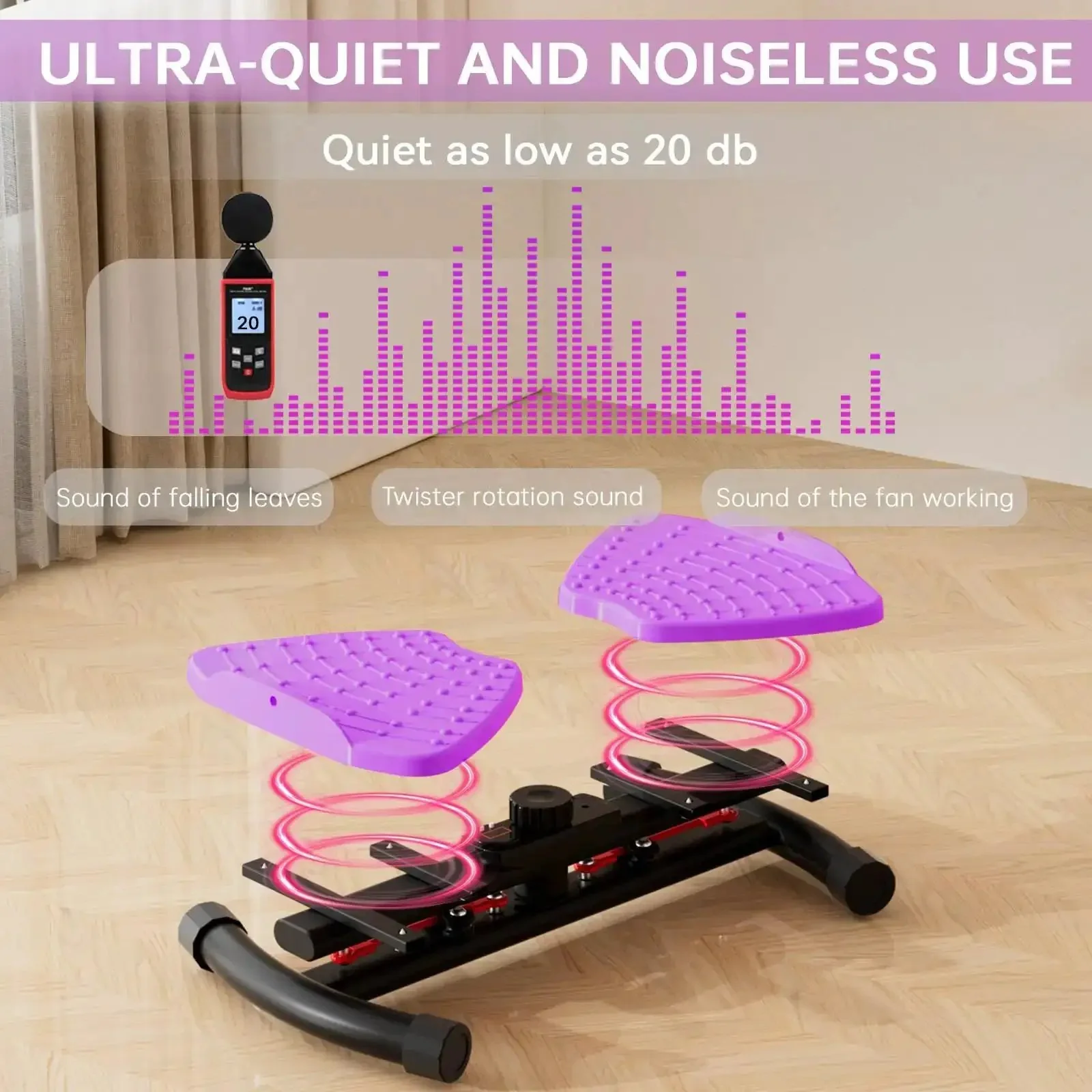 440 Lbs Weight Capacity Waist Twister Machine for Slim Waist and Core with Smart LED Display Performance Ultra Quiet 20dB Exercise Tool for Women and Men Purple - Image 3