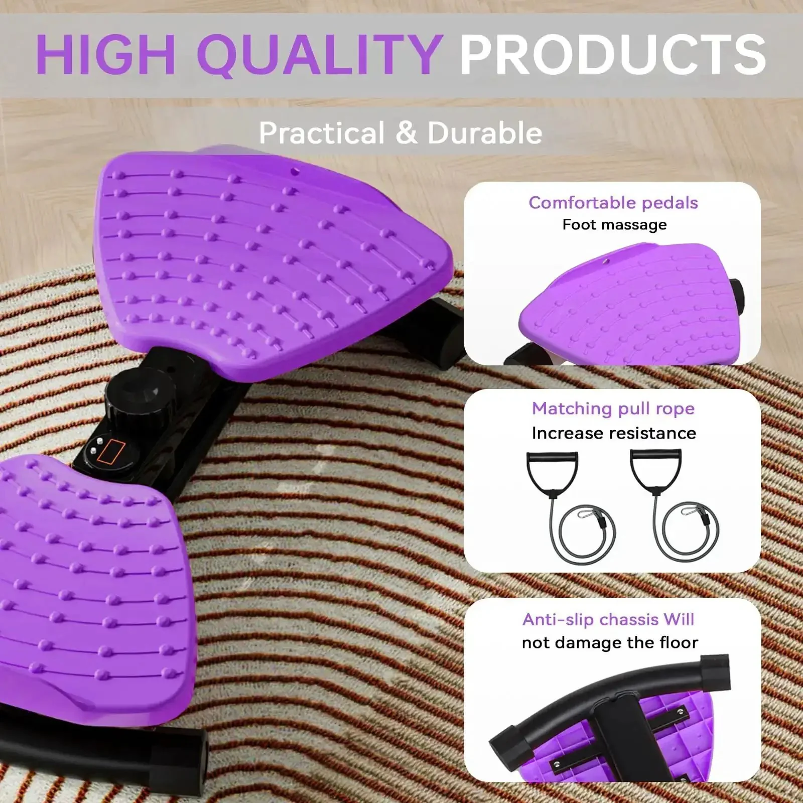440 Lbs Weight Capacity Waist Twister Machine for Slim Waist and Core with Smart LED Display Performance Ultra Quiet 20dB Exercise Tool for Women and Men Purple - Image 5