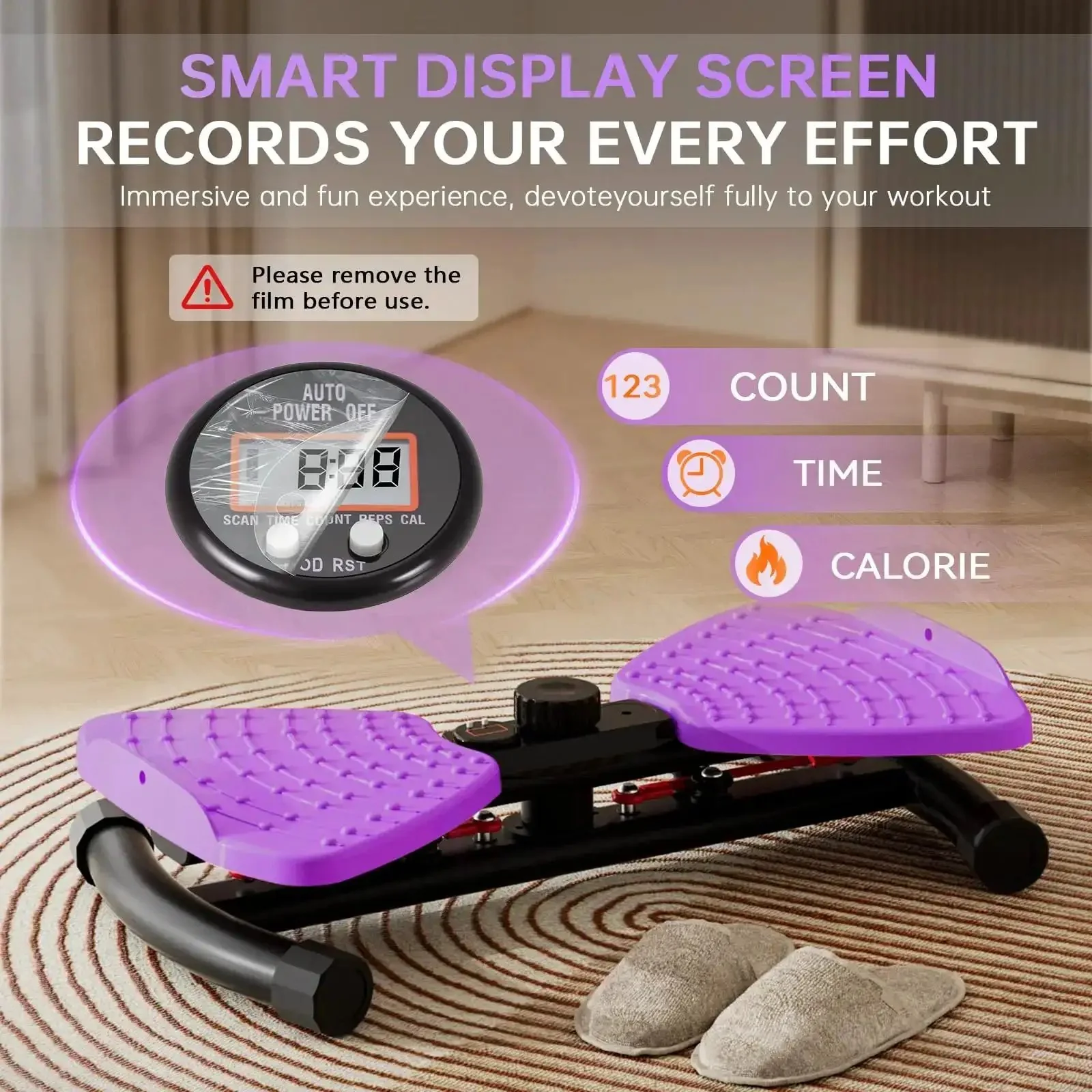 440 Lbs Weight Capacity Waist Twister Machine for Slim Waist and Core with Smart LED Display Performance Ultra Quiet 20dB Exercise Tool for Women and Men Purple - Image 7