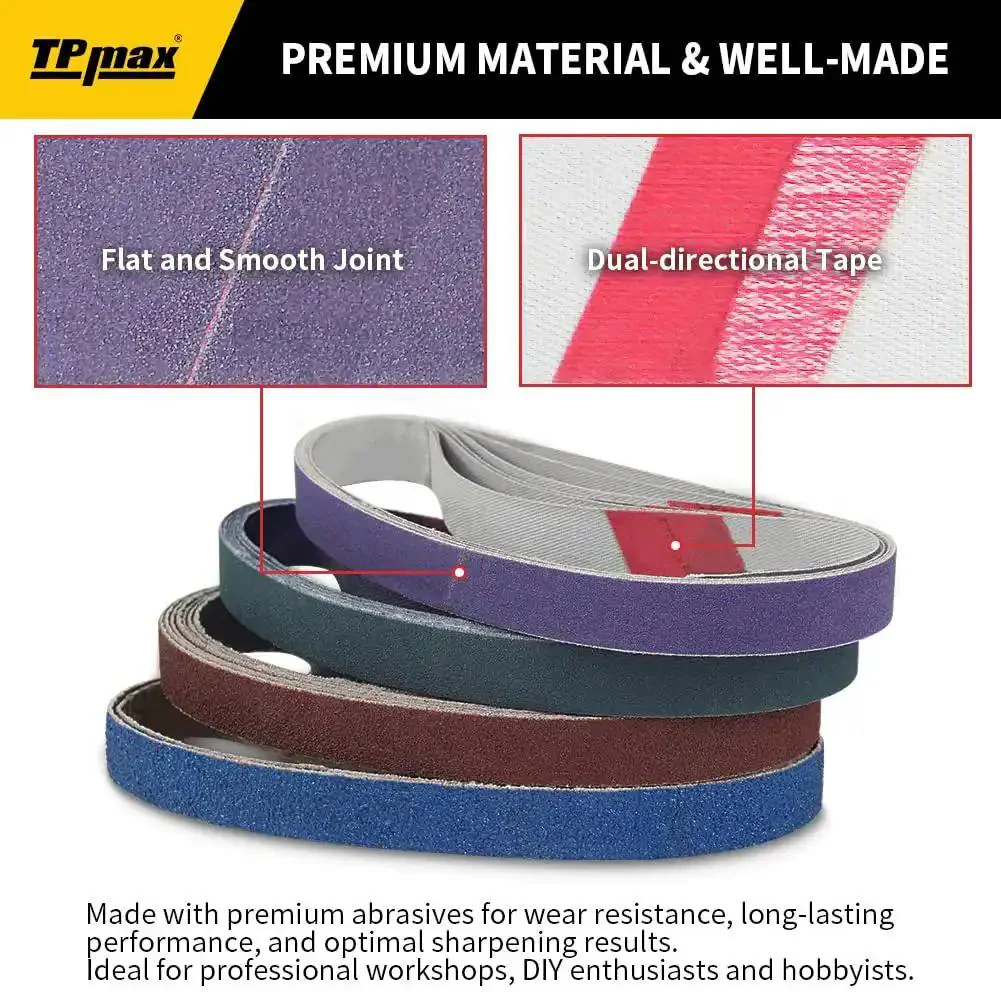 45 Piece One-Half Inch By Twelve Inch Knife Sharpener Sanding Belt Kit With Multiple Grits For WSKTS And WSKTS-KT Mk1 Mk2 Sharpener Includes Two 80 Grit Zirconia Belts Seven 120 Grit Alumina Belts Seven 240 Grit High Temperature Calcined Belts - Image 4