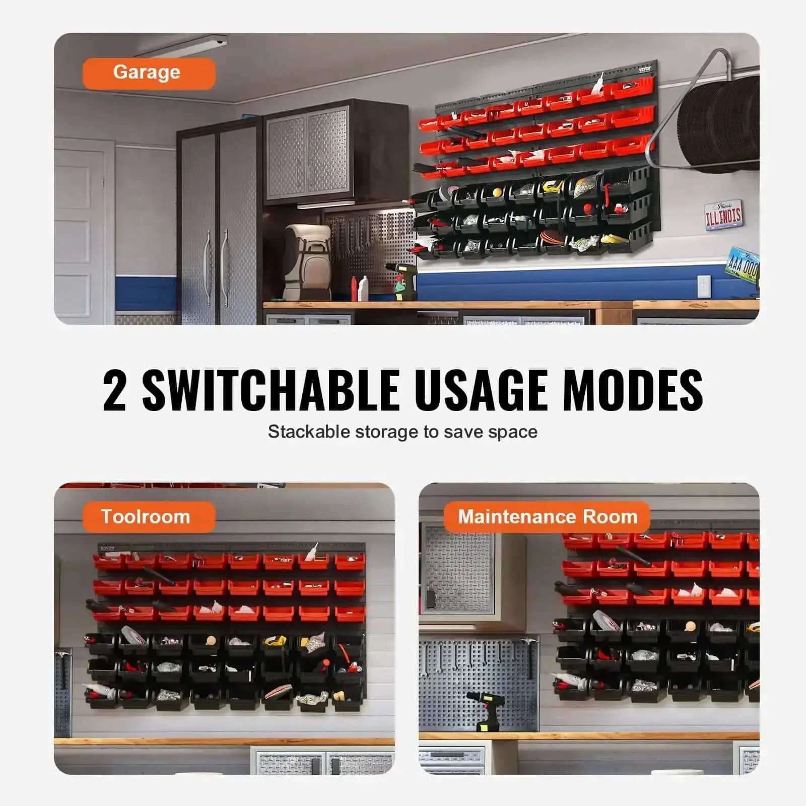 48 Bin Wall Mounted Storage Bins Rack Organizer For Garage And DIY Shop Tools Ready For Screws Nuts Bolts Nails Beads And Small Hardware With Durable Wall Panels And Stackable Flexible Design - Image 5