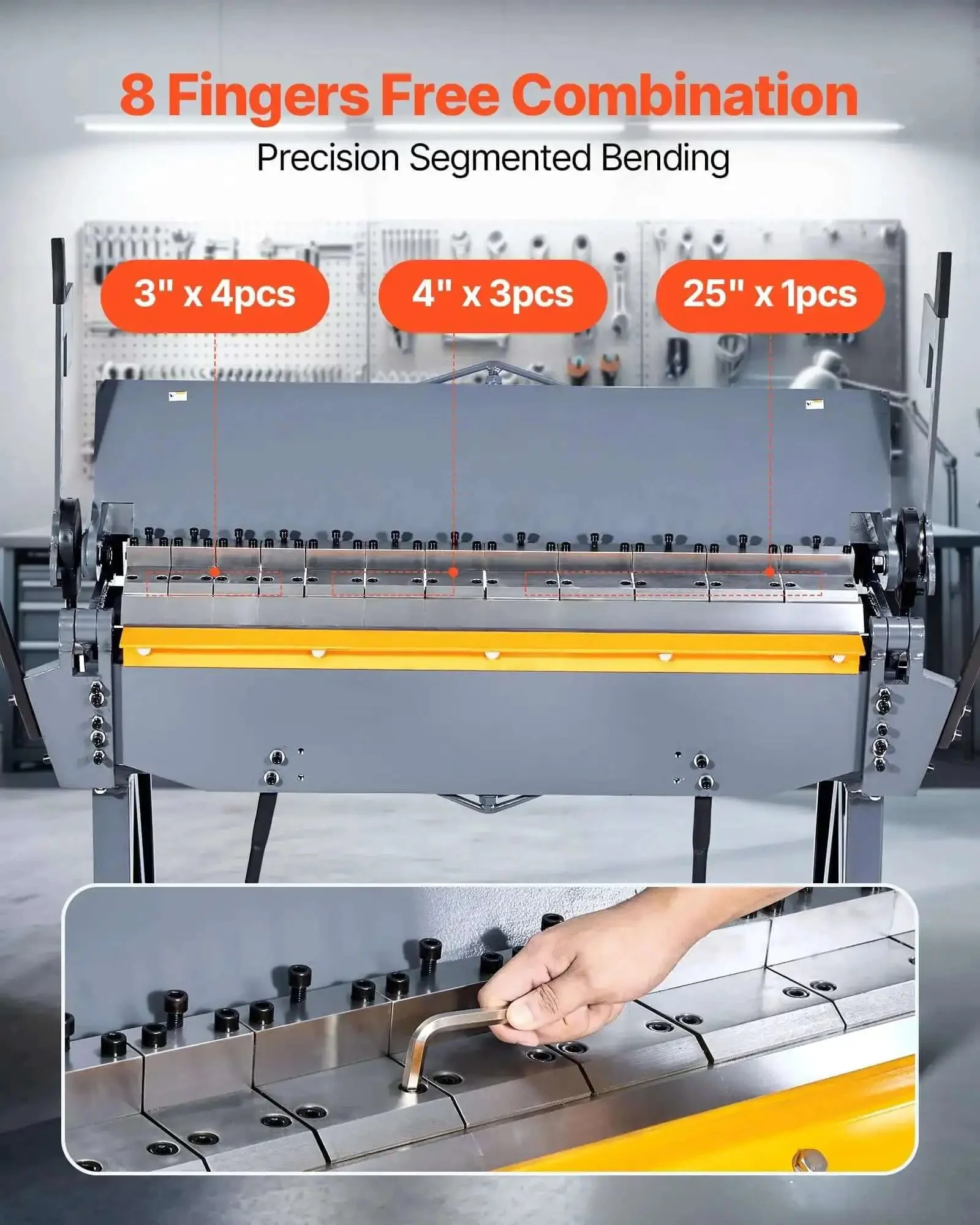 48 Inch Heavy Duty Box And Pan Brake For Metalworking, 12 Gauge Mild Steel Capacity, 0 To 135 Degree Adjustable Bending, Aluminum Folder With 8 Fingers, Durable Sheet Metal Bender For Pro Shops And Fabrication - Image 7