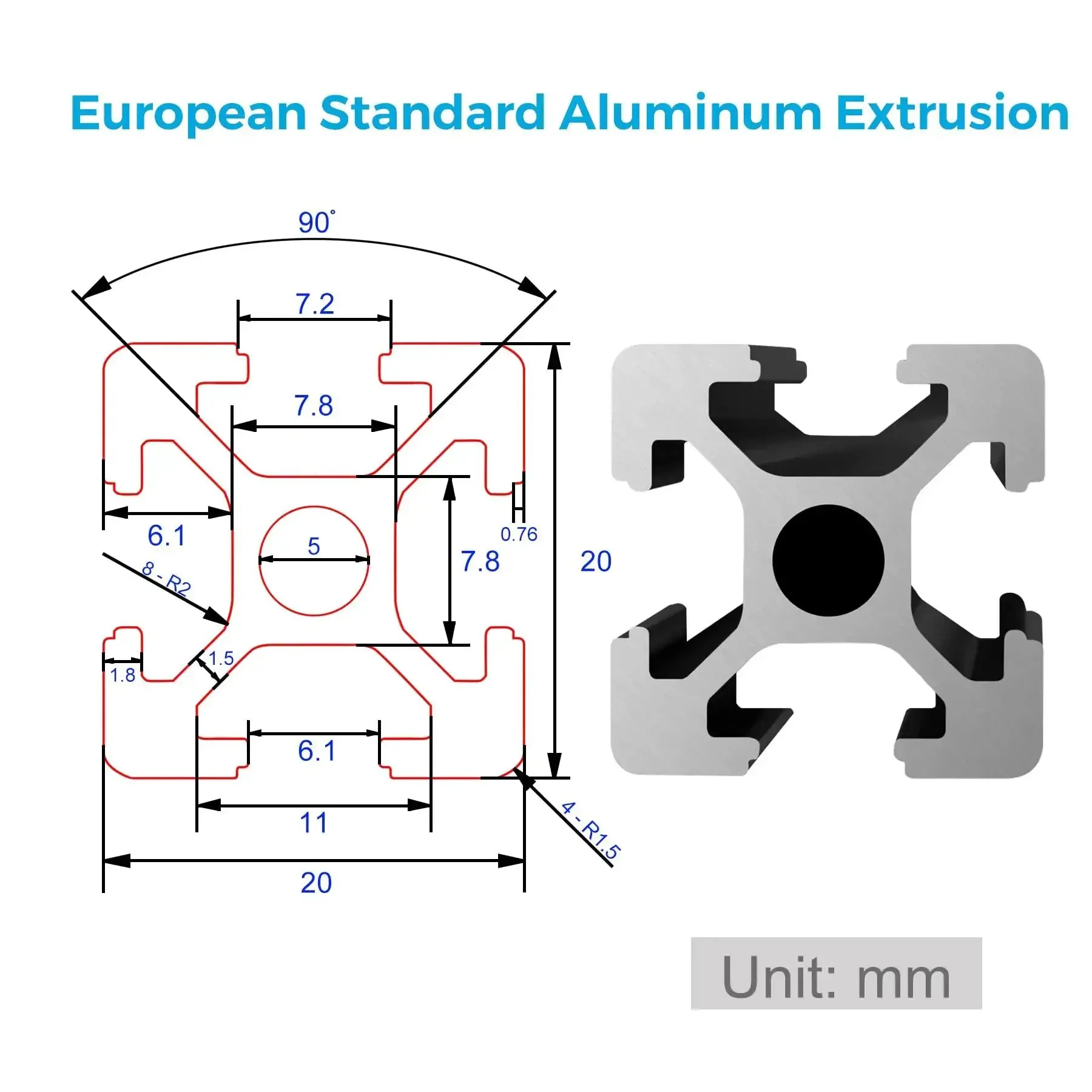 48 Inch T Slot 2020 Aluminum Extrusion Profile for 3D Printer and CNC DIY, High-Strength European Standard Aluminum Rail Guide With Anodized Black Finish for Makers and DIYers - Image 9