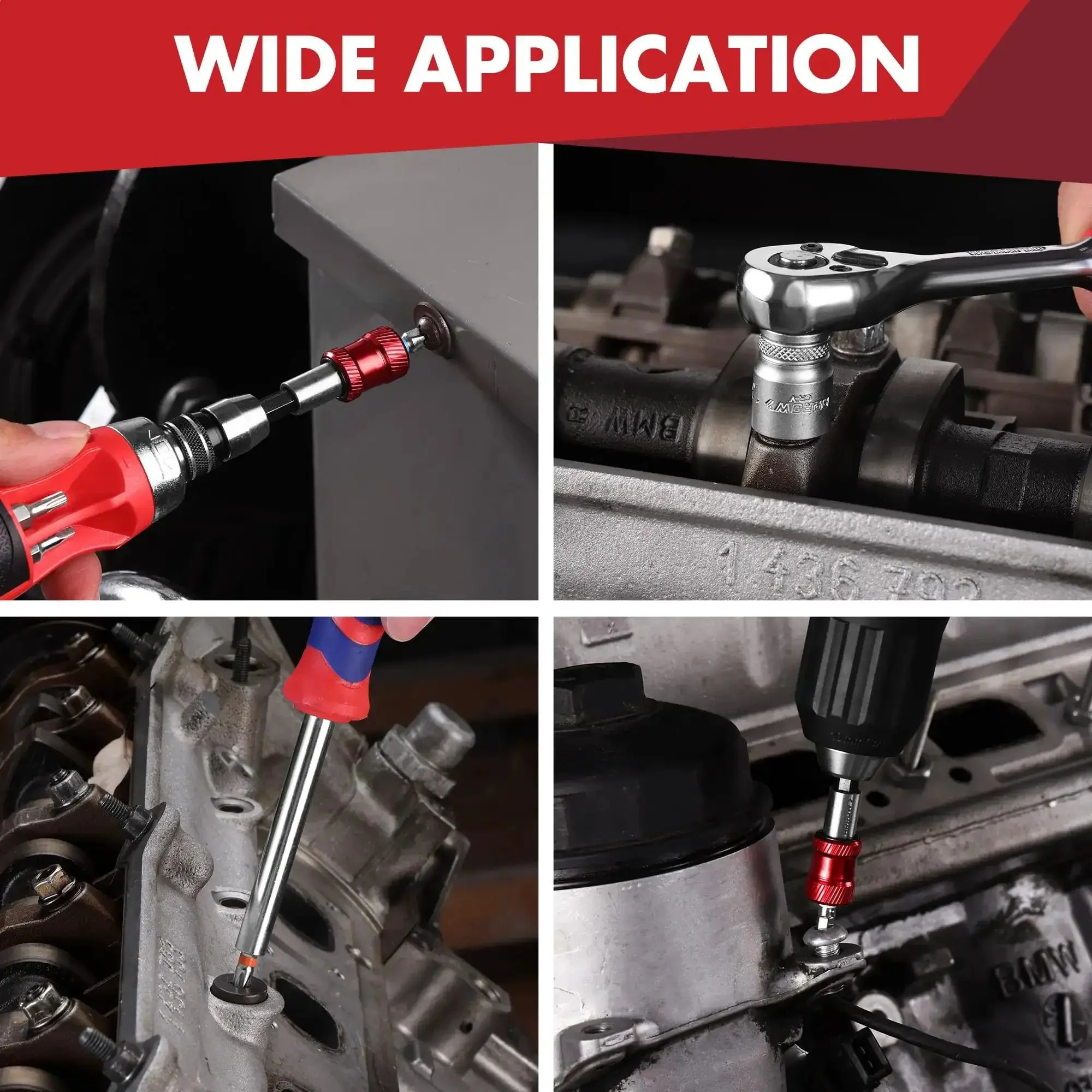 48 Piece Screwdriver Bit And Socket Set With Color Coded S2 Steel Bits Magnetic Bit Holder And 6 To 13 mm CRV Sockets For Power Drill Screwdriver And Mini Ratchet Wrench Including Slotted Phillips Torx Hex And Square Bits - Image 2