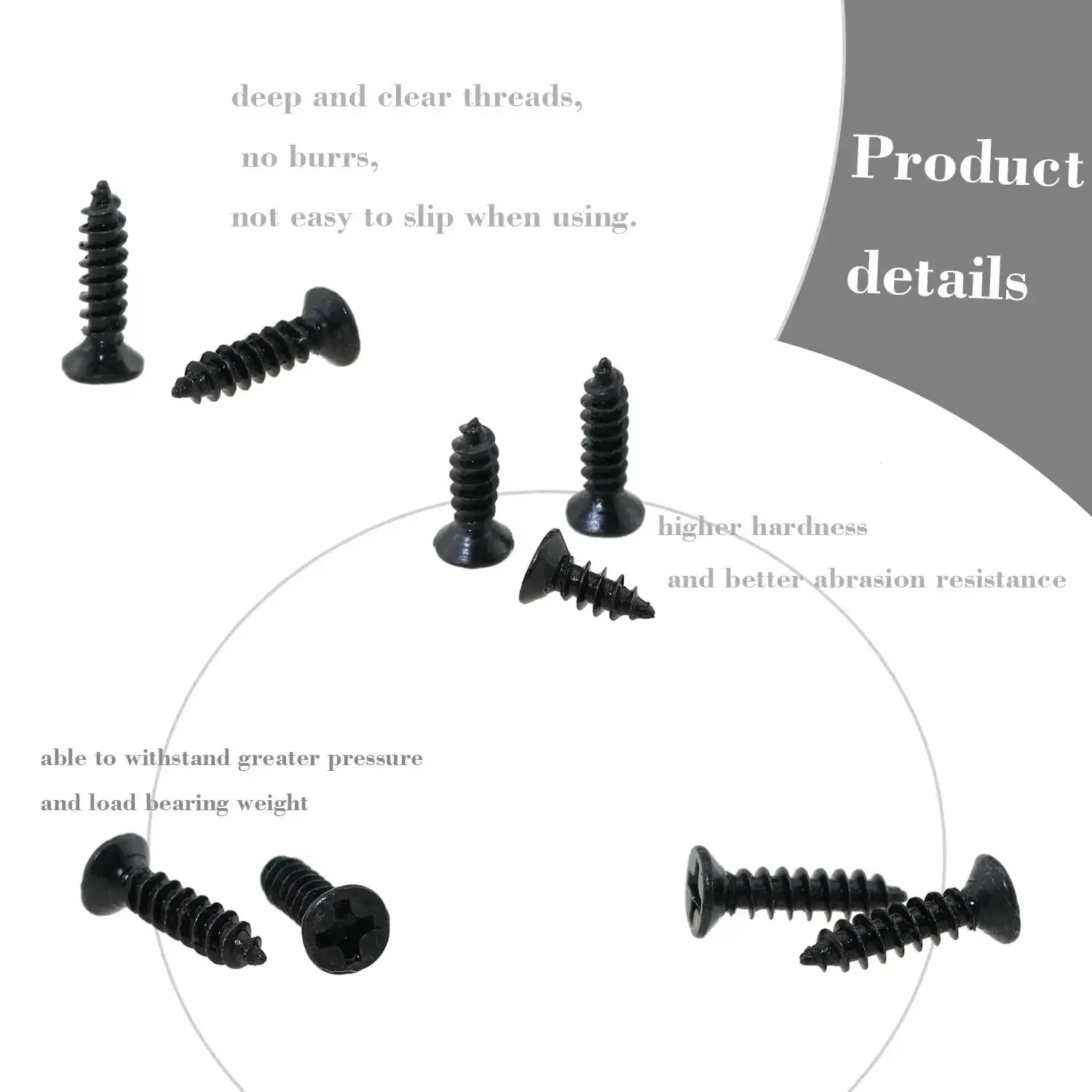 480Pcs M3 Phillips Flat Head Self Tapping Wood Screws Set For DIY Projects Black Carbon Steel With Deep Threads And No Burrs, Perfect For Woodworking Gardening Architecture And Craft Making Includes M3x6 And M3x8 - Image 3