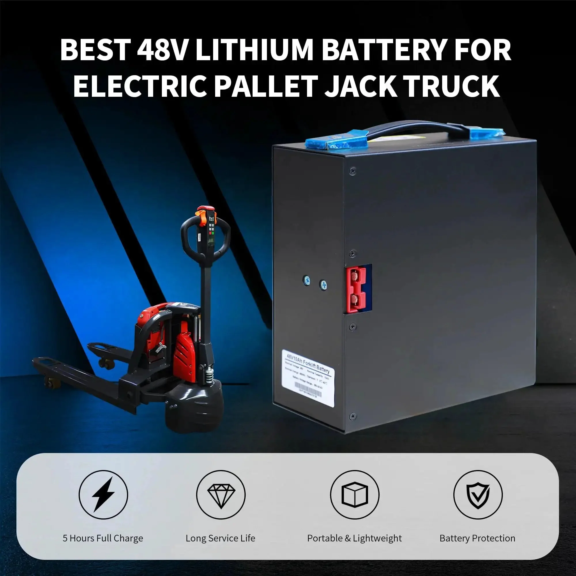 48V 10Ah LiFePO4 Battery Pack With Built In Smart BMS For Electric Pallet Jacks Plug And Play Replacement Compatible With Hangcha CBD15 WS Hyster PC15 Zoomlion TB20E And More With Overheat Overvoltage Overcurrent Short Circuit Protections - Image 9