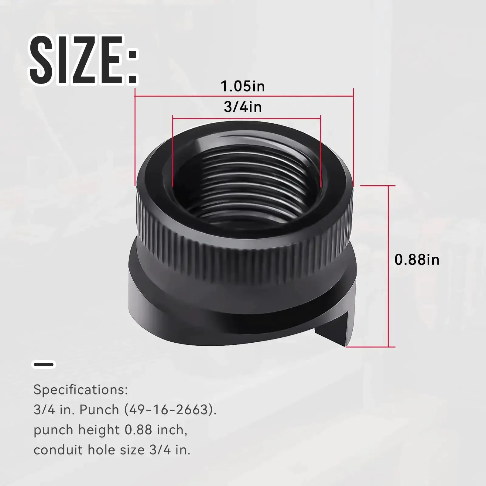 49-16-2663 Heavy Duty Three Quarter Inch Punch For Force Logic 10 Ton Knockout Tool, Compatible With Mild And Stainless Steel, Quick Connect Alignment System For Fast Clean Punching And Durable Dies - Image 5