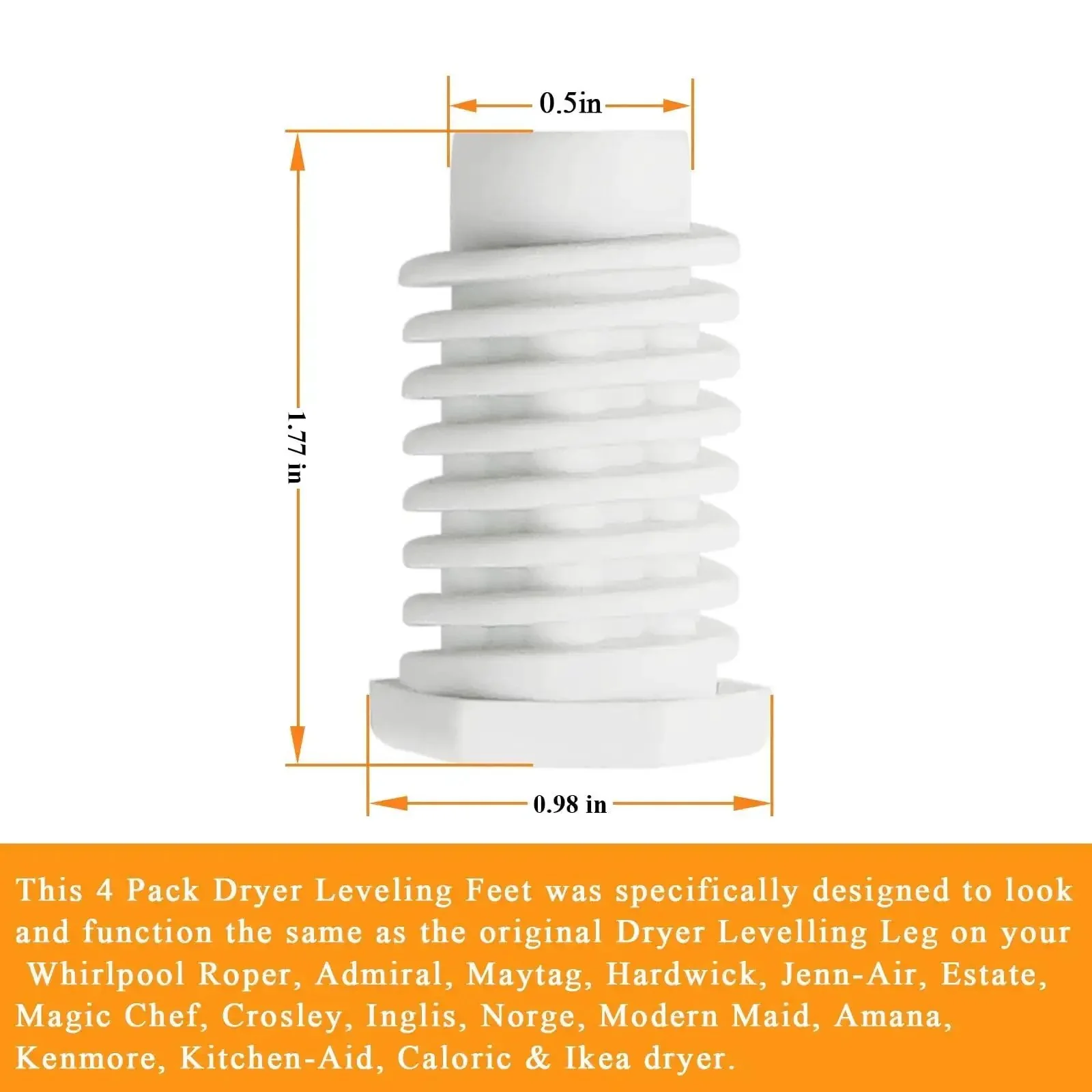 49621 PS1609293 Dryer Leveling Feet Pack Of 4 Replacement Kit For Whirlpool Dryers Easy Install With Adjustable Height Replaces W10823505 AP4295805 PS1609293 EAP1609293 Gew9200lw1 Gew9250pw1 Ced126sxq1 - Image 4